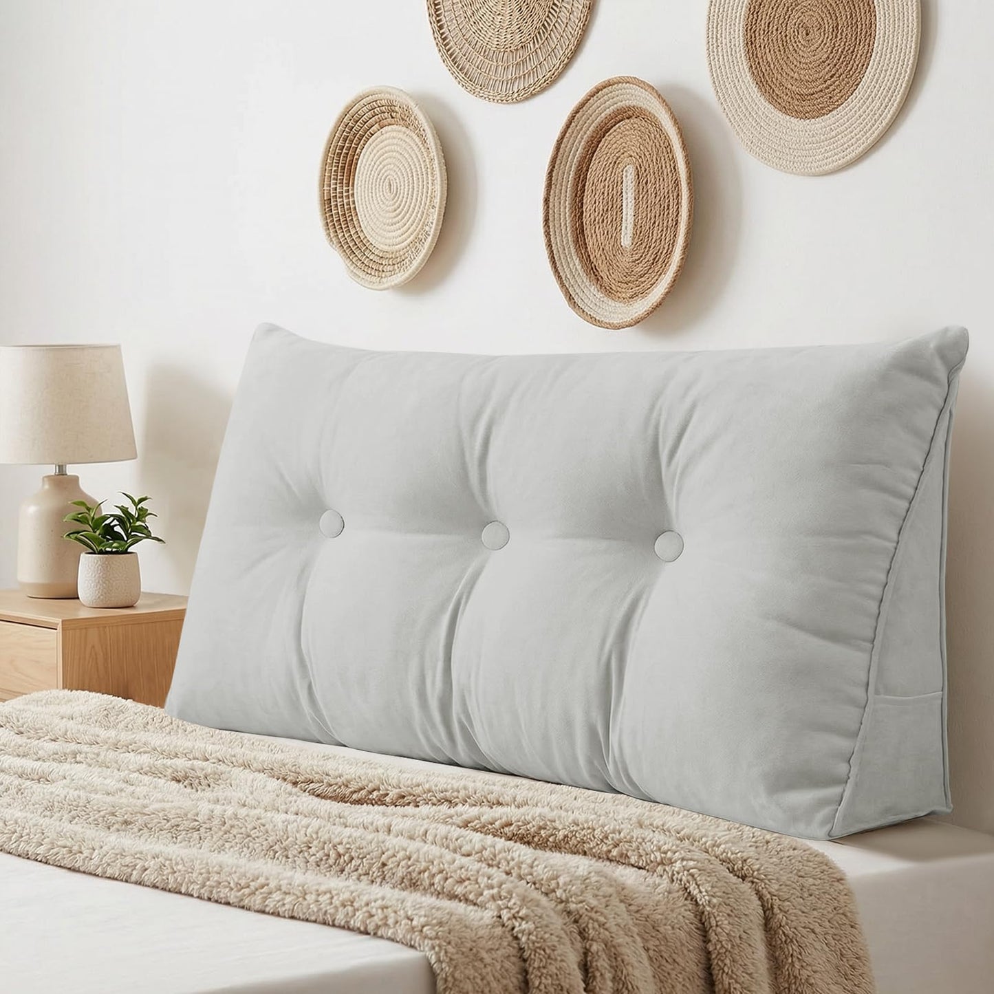 Triangular Wedge Reading Support Headboard Pillow with Removable Cover