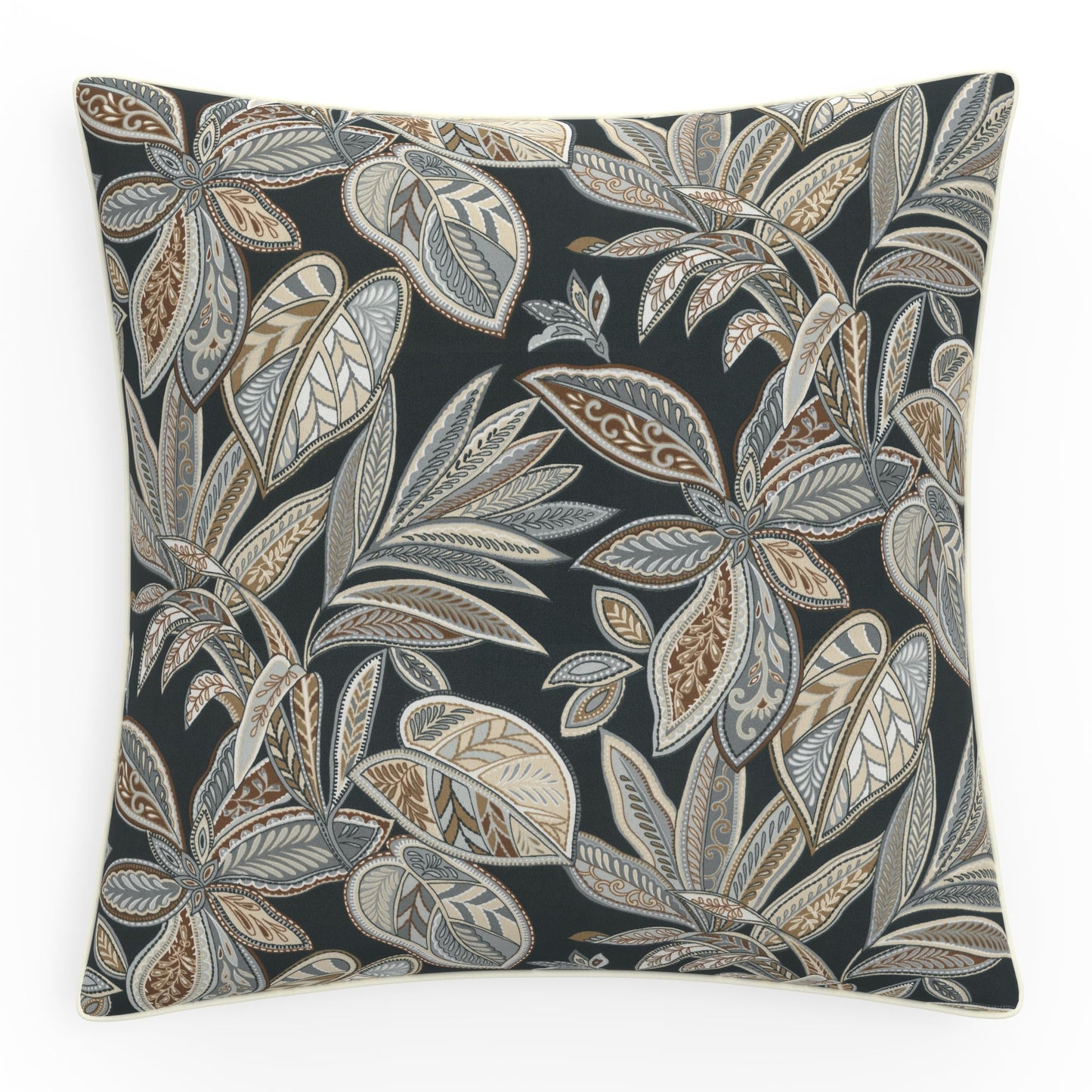 Pillow Perfect Botanical Indoor/Outdoor Throw Pillows, 2 Count, Large - 18.5" x 18.5", Green/Ivory Key Cove