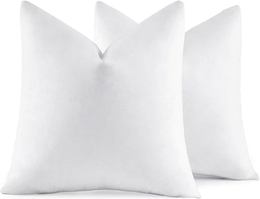 MIULEE 24x24 Euro Pillow Inserts, Set of 2 Down Feather Throw Pillows for Couch Sofa Bed, Decorative Fluffy Throw Pillow Inserts Cotton Fabric,White