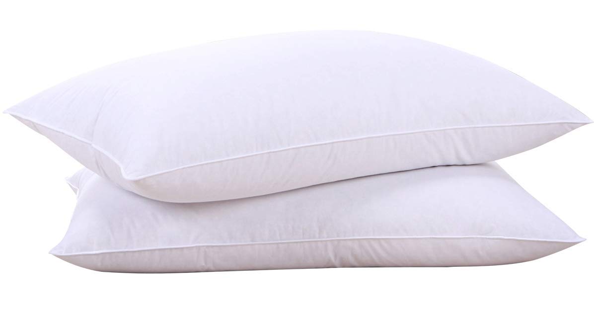 puredown® Goose Feathers and Down White Pillows with 100% Soft Cotton Cover, Bed Sleeping Hotel Collection Pillows Set of 2 King Size
