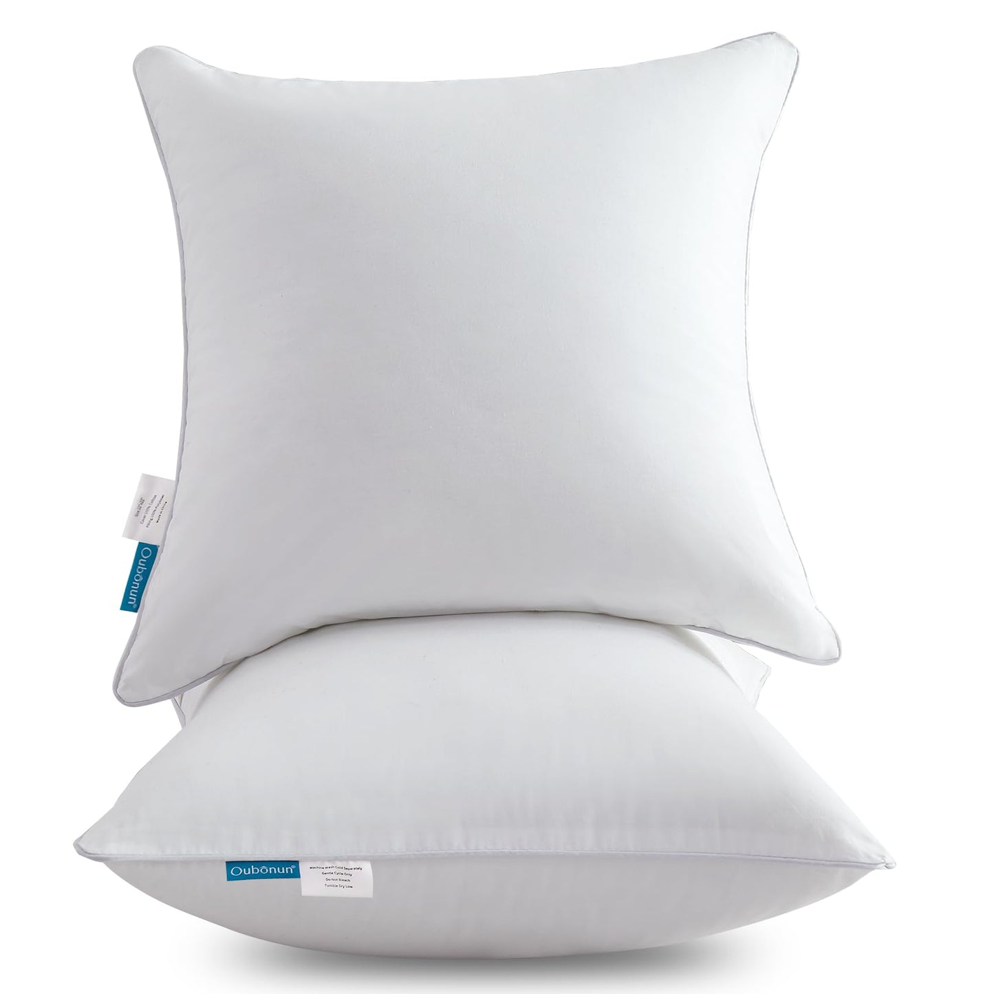 Oubonun 18"x18" Pillow Inserts (Set of 4) - 100% Cotton Cover, Square Throw Pillow Inserts for Couch, Sofa, Bed - Decorative 18 Inch White Pillow Inserts