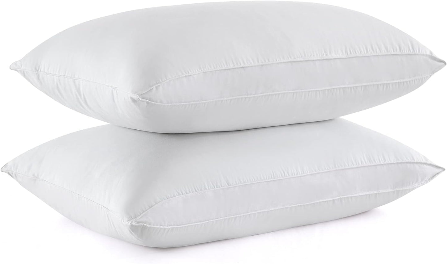 puredown® Goose Feathers and Down White Pillows with 100% Soft Cotton Cover, Bed Sleeping Hotel Collection Pillows Set of 2 King Size