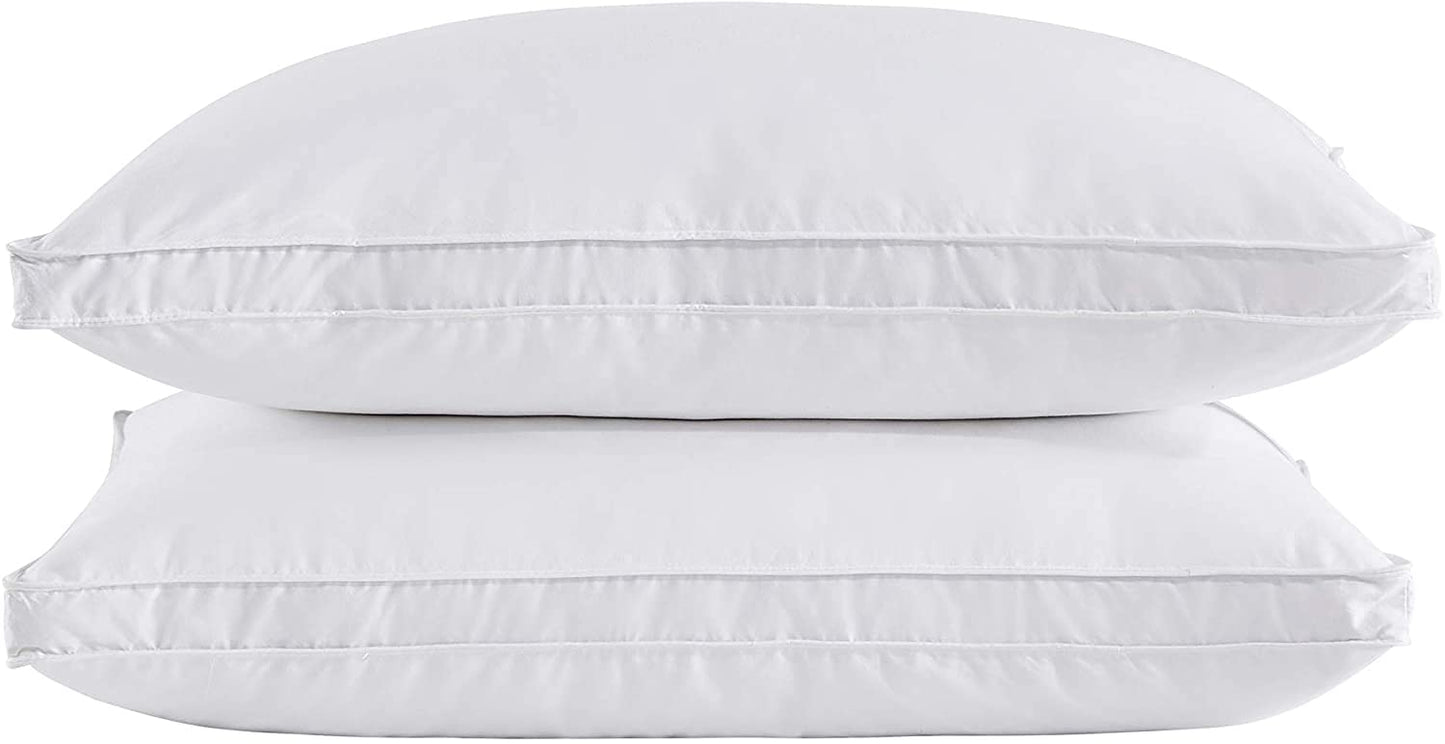 puredown® Goose Feathers and Down White Pillows with 100% Soft Cotton Cover, Bed Sleeping Hotel Collection Pillows Set of 2 King Size
