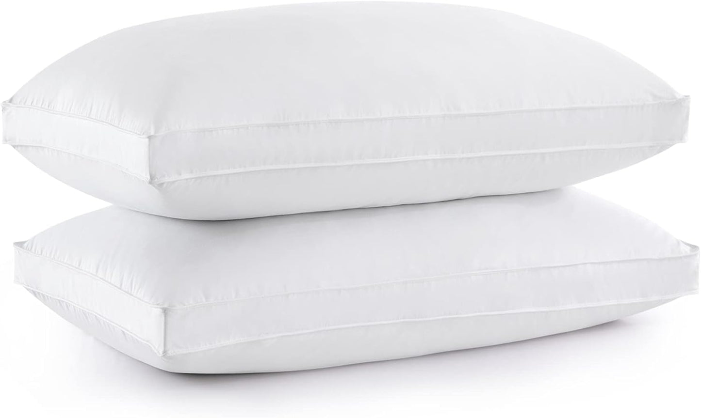 puredown® Goose Feathers and Down White Pillows with 100% Soft Cotton Cover, Bed Sleeping Hotel Collection Pillows Set of 2 King Size