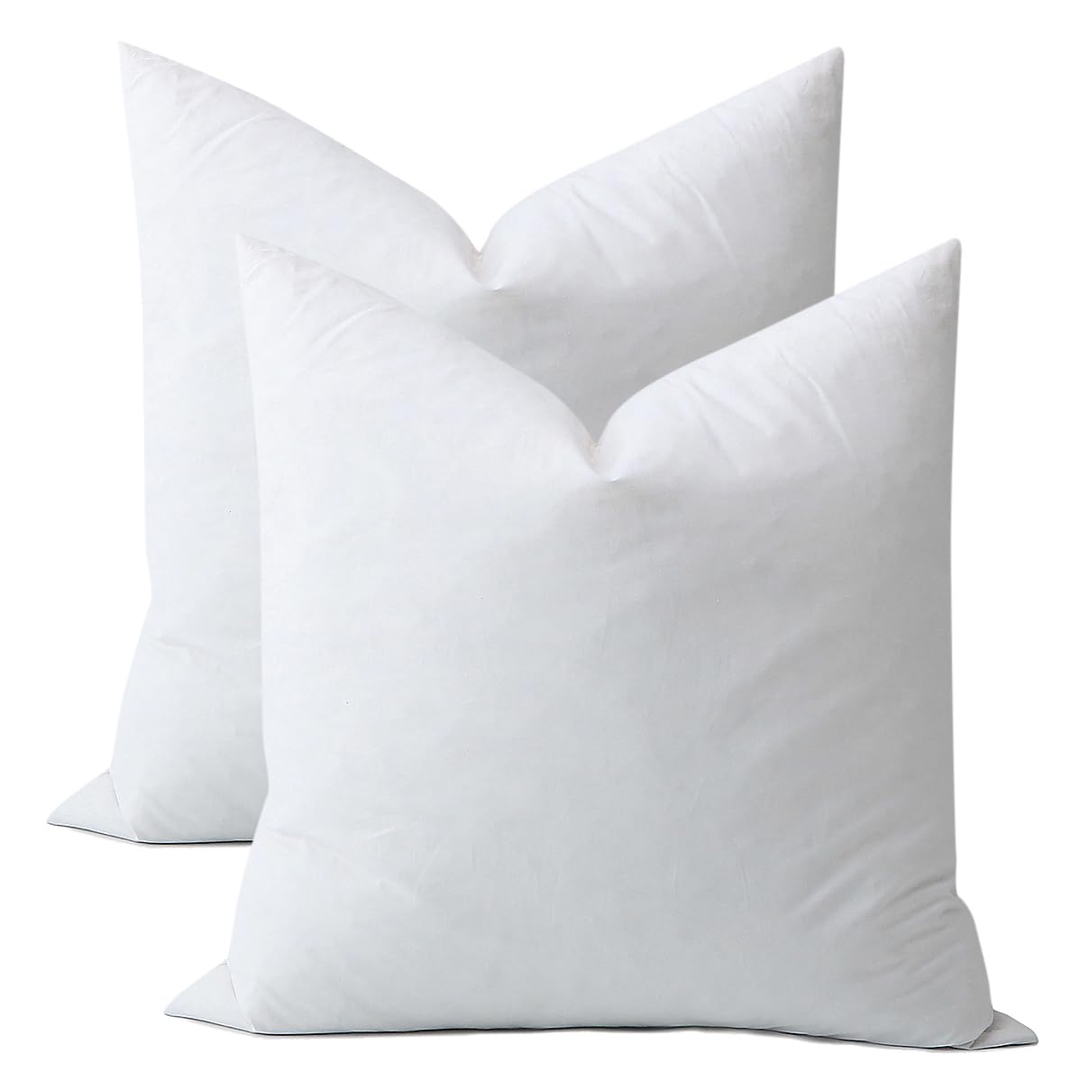 DWR Set of 2 Feather Down Throw Pillow Inserts 28x28 with Organic Cotton Cover, Feather Square White Decorative Pillow Inserts for Bed, Sofa, and Couch