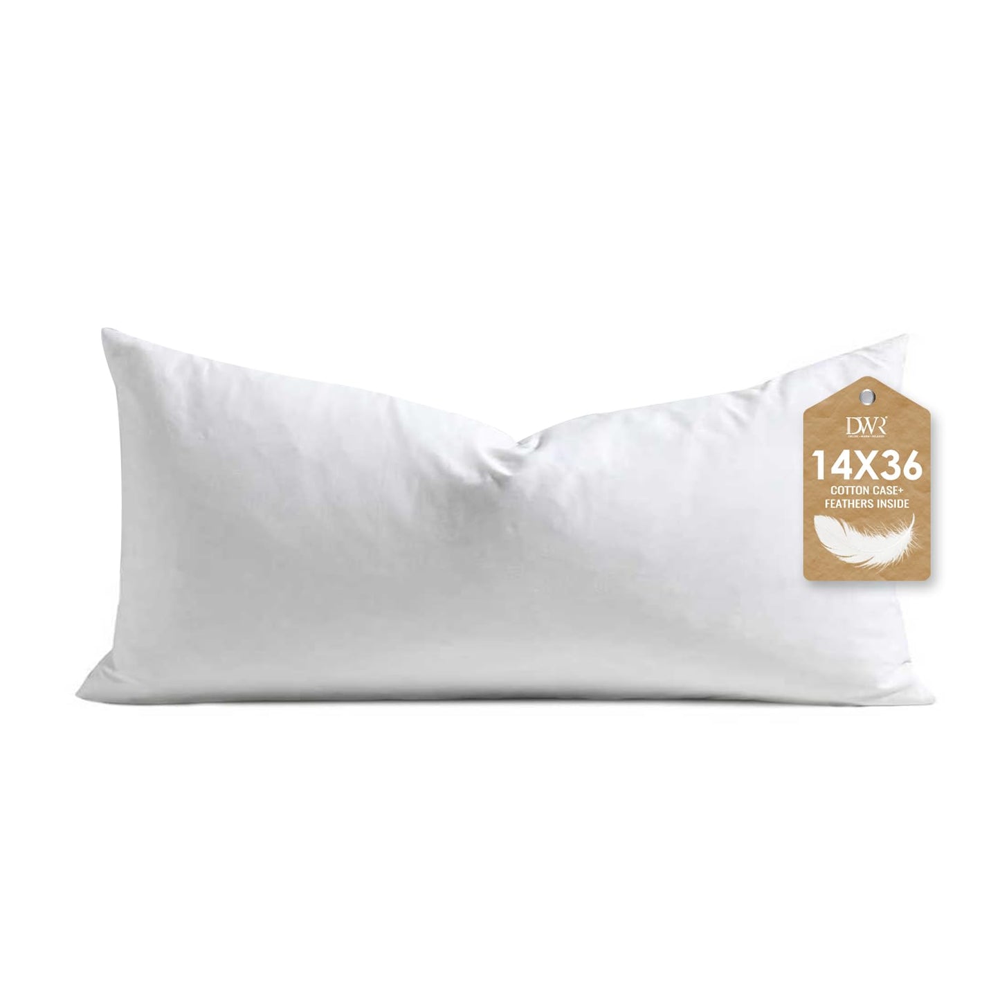 DWR Set of 2 Feather Down Throw Pillow Inserts 28x28 with Organic Cotton Cover, Feather Square White Decorative Pillow Inserts for Bed, Sofa, and Couch