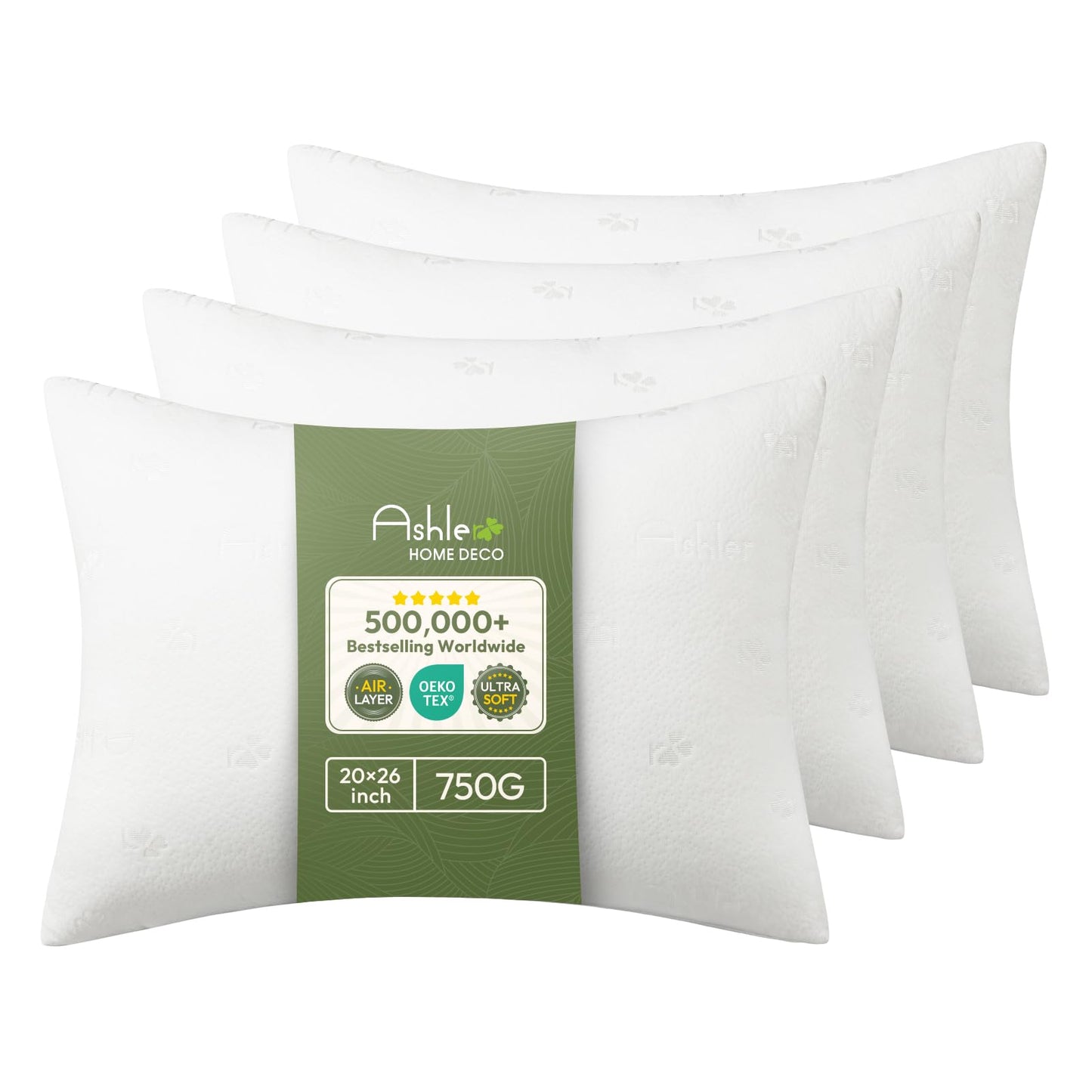 Ashler Throw Pillow Inserts 24 x 24 Inches Set of 4,Firm and Fluffy Decorative Square Pillows with Air Layer, Indoor Square Cushion Stuffer for Couch Bed Sofa and Living Room