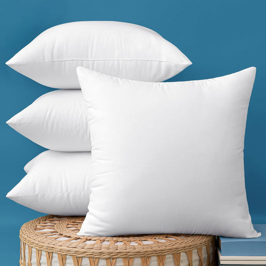 MIULEE Pack of 4 24x24 Outdoor Pillow Inserts, Water-Resistant Throw Pillow Inserts Decorative Premium Square Pillow Stuffer Sham for Porch Swing Couch Sofa Cushion Patio Furniture