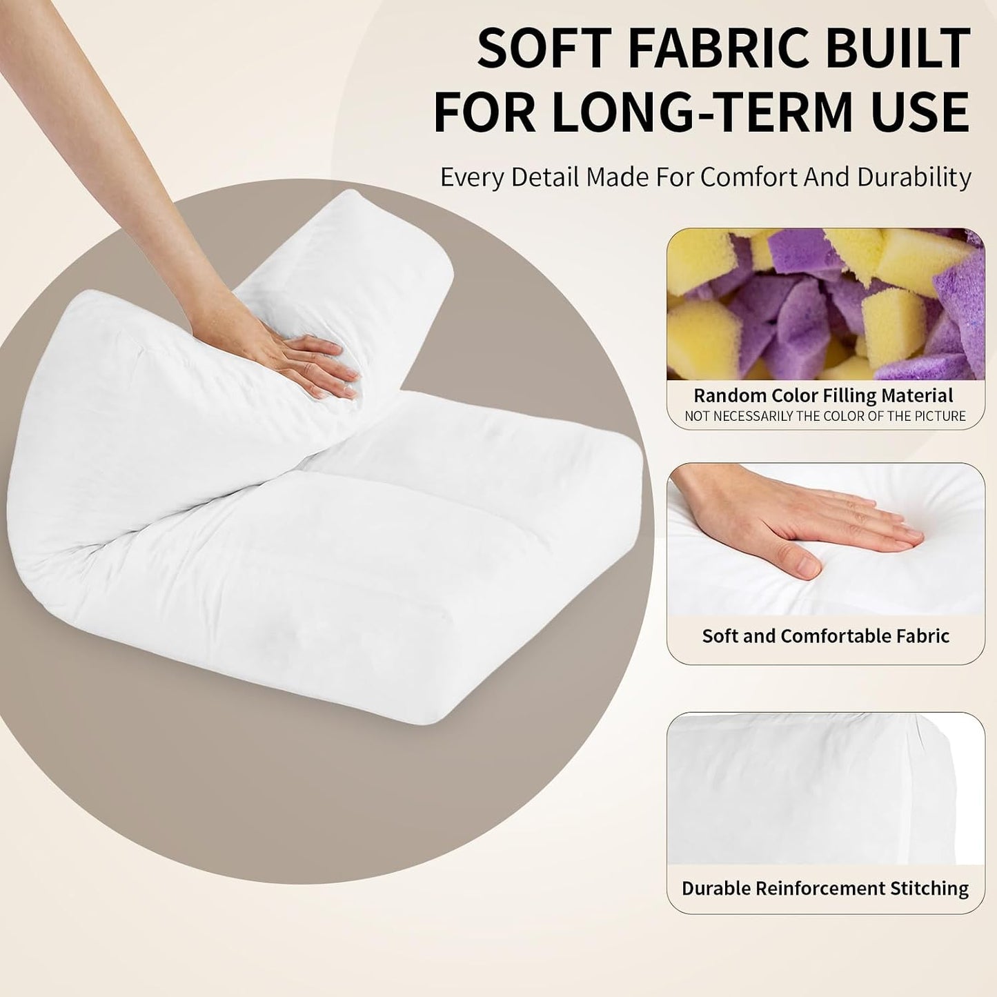 3 Pack Couch Back Cushion Replacement, 6 Inch Thick Supportive Sofa Backrest Pillow Insert with Odorless Shredded Memory Foam for Couch, Loveseats, Sectionals, 28"x18"x6"
