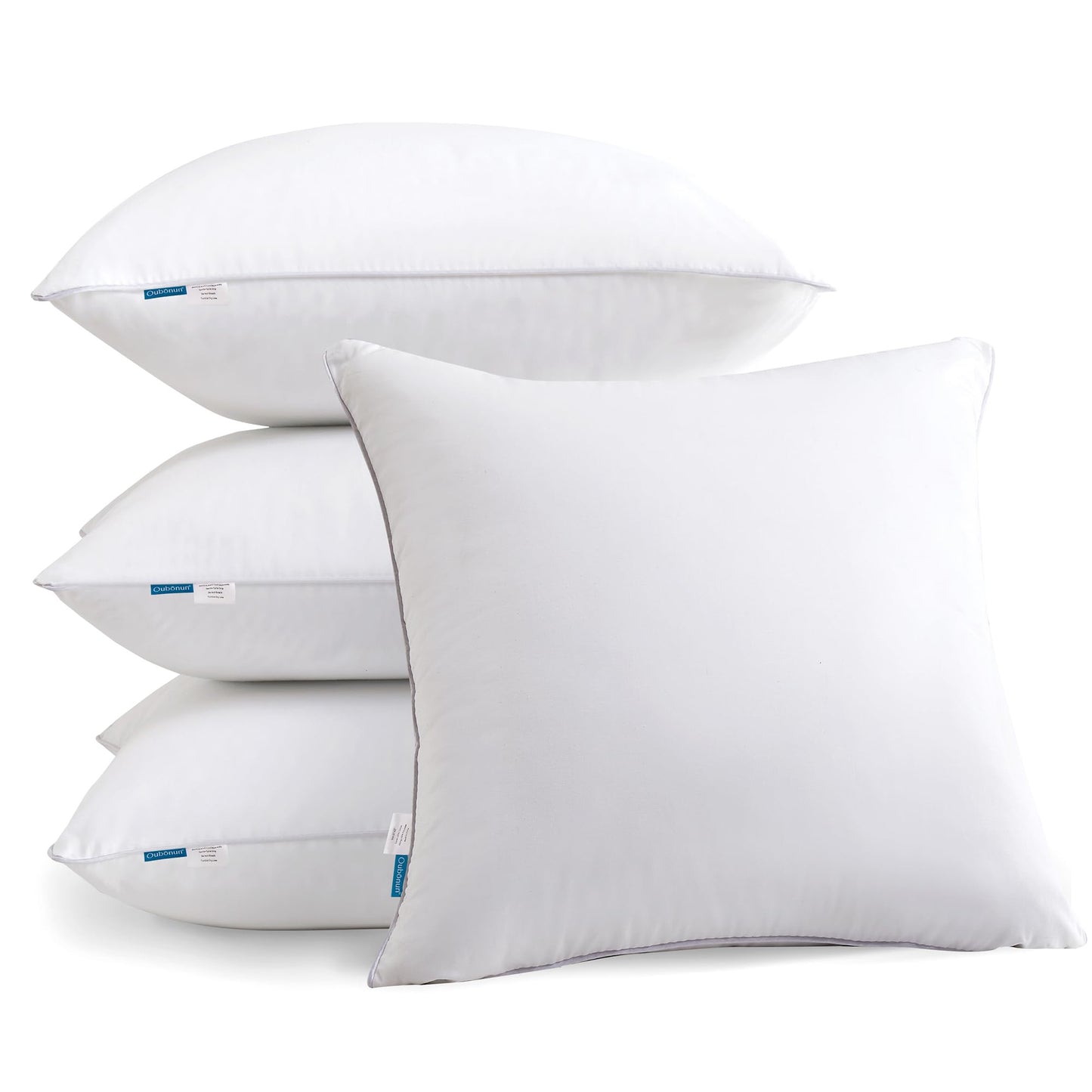 Oubonun 30 x 30 Pillow Inserts (Set of 2) - Euro Pillows with 100% Cotton Cover - 30 Inch Square Interior Sofa Pillow Inserts - Decorative Pillow Insert Pair - White Couch Pillow