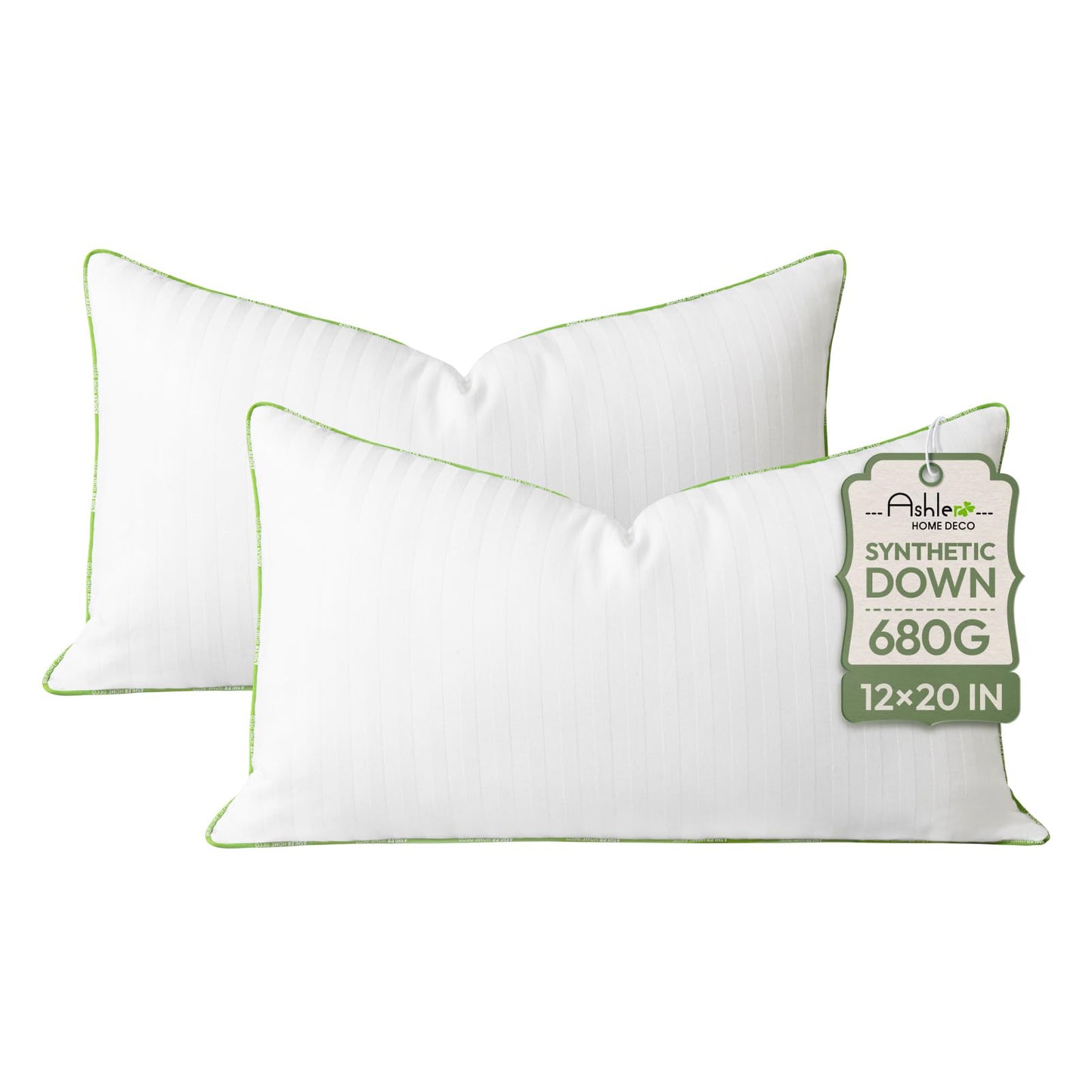 Ashler Home Deco Synthetic Down Pillow Inserts, 20x20 Down Alternative Throw Pillows Insert Sleeping Pillows with 100% Cotton Cover Decorative Pillow Stuffer for Sofa, Couch Bed(Set of 4, White)