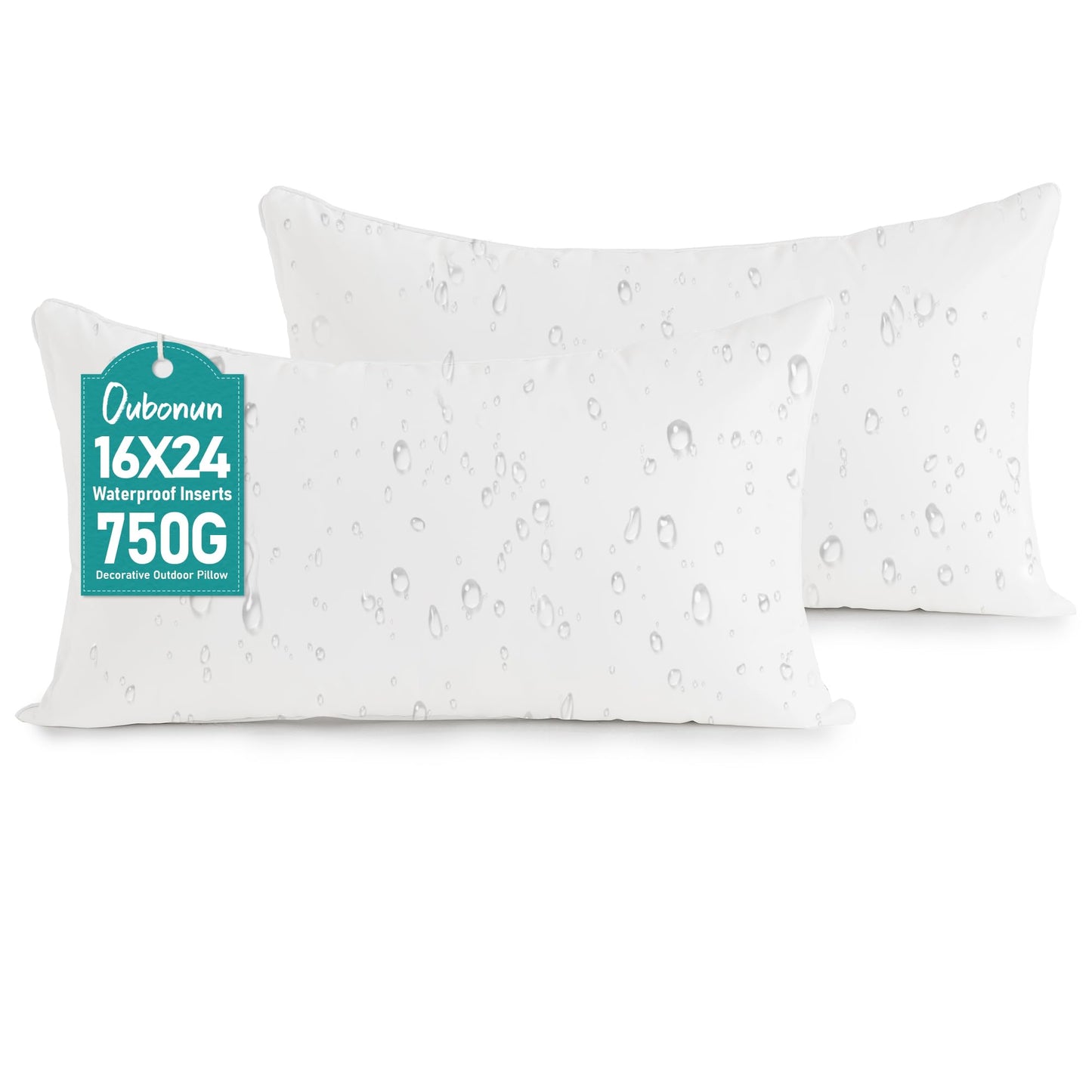 Oubonun 20x20 Outdoor Pillow Inserts (Pack of 4) - Square Waterproof Throw Pillow - Decorative Throw Pillows Insert for Couch Sofa Bed Patio Furniture - White Pillows