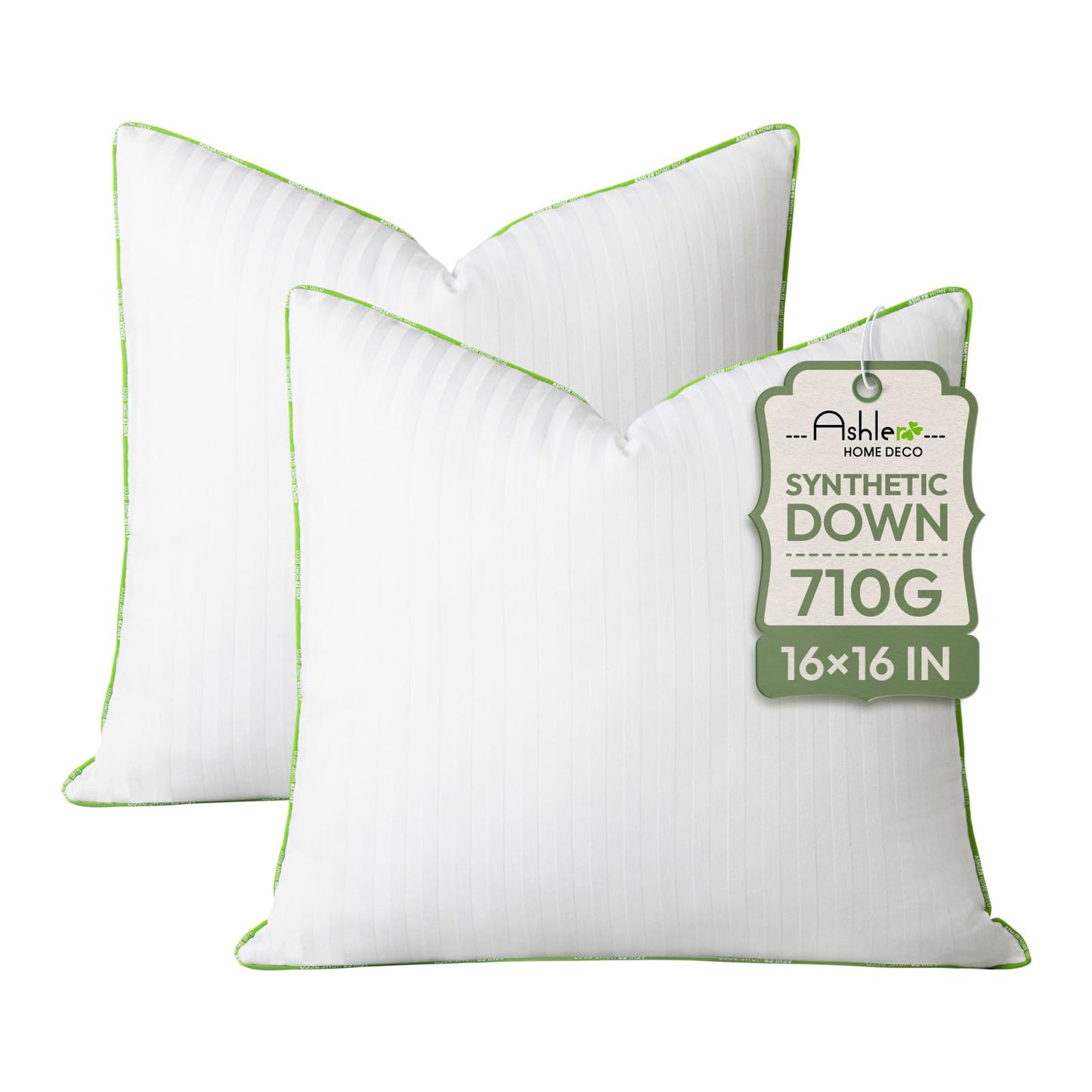 Ashler Home Deco Synthetic Down Pillow Inserts, 20x20 Down Alternative Throw Pillows Insert Sleeping Pillows with 100% Cotton Cover Decorative Pillow Stuffer for Sofa, Couch Bed(Set of 4, White)
