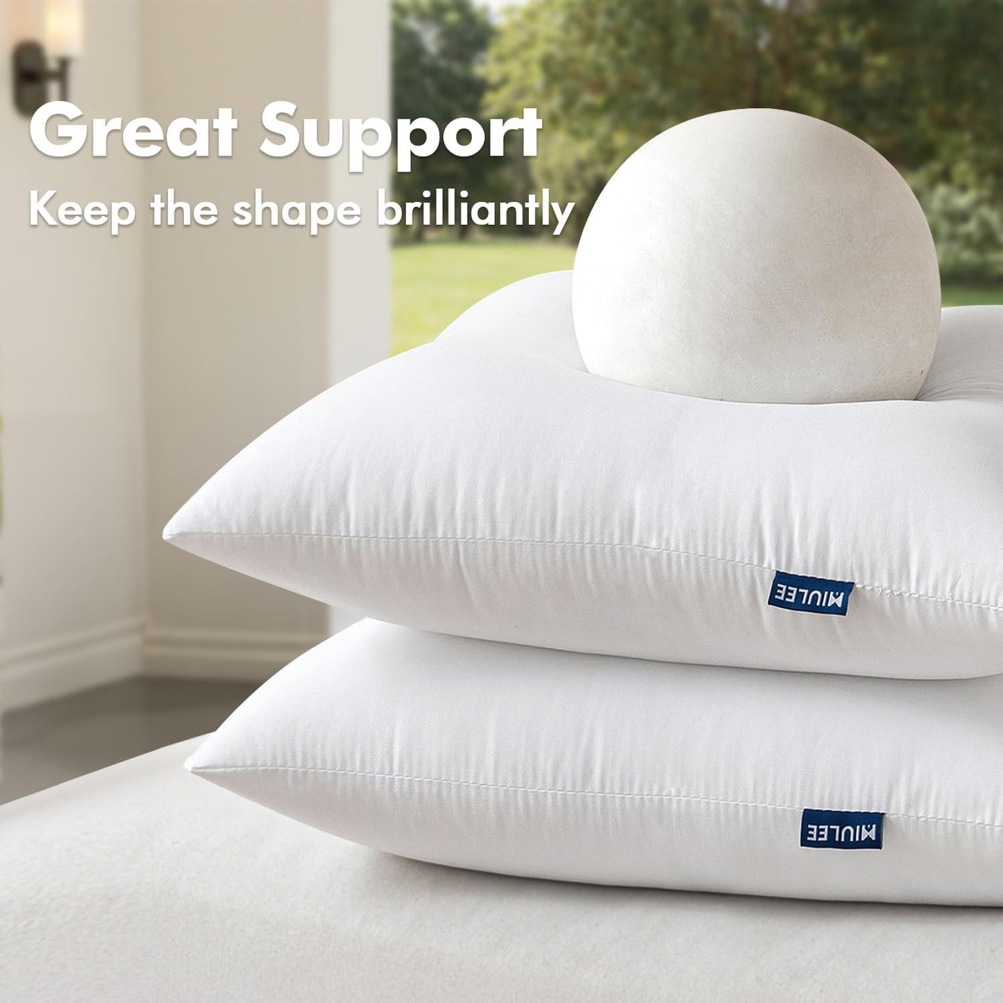 MIULEE Pack of 4 24x24 Outdoor Pillow Inserts, Water-Resistant Throw Pillow Inserts Decorative Premium Square Pillow Stuffer Sham for Porch Swing Couch Sofa Cushion Patio Furniture