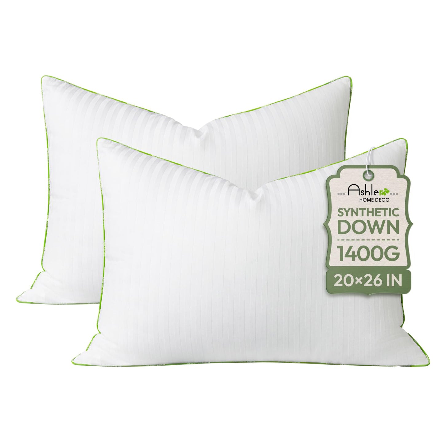 Ashler Home Deco Synthetic Down Pillow Inserts, 20x20 Down Alternative Throw Pillows Insert Sleeping Pillows with 100% Cotton Cover Decorative Pillow Stuffer for Sofa, Couch Bed(Set of 4, White)