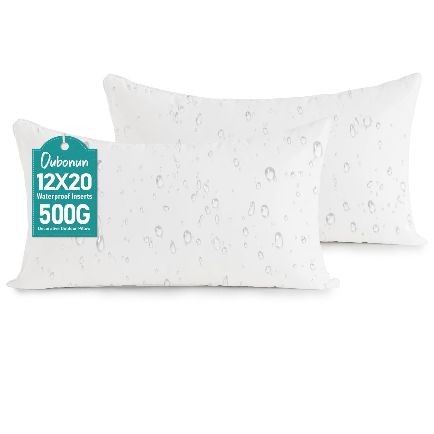 Oubonun 20x20 Outdoor Pillow Inserts (Pack of 4) - Square Waterproof Throw Pillow - Decorative Throw Pillows Insert for Couch Sofa Bed Patio Furniture - White Pillows