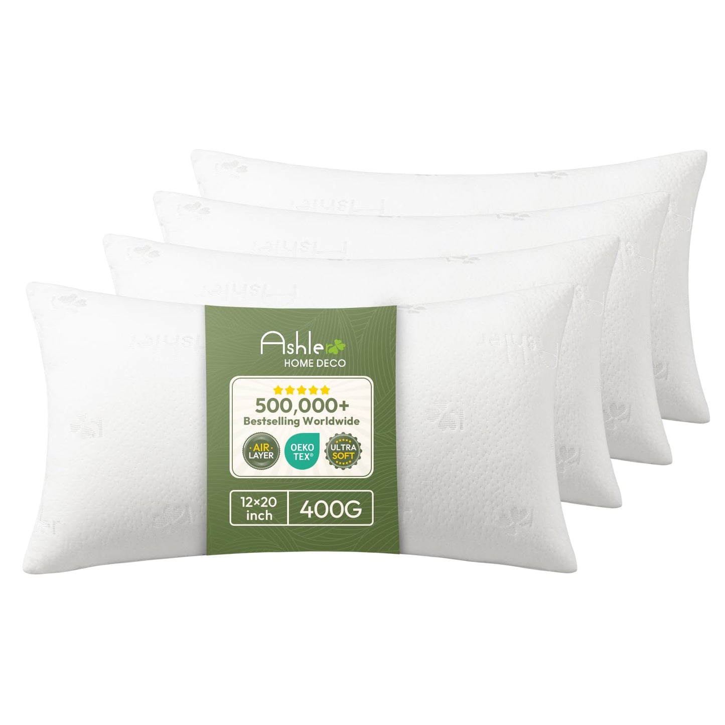 Ashler Throw Pillow Inserts 24 x 24 Inches Set of 4,Firm and Fluffy Decorative Square Pillows with Air Layer, Indoor Square Cushion Stuffer for Couch Bed Sofa and Living Room
