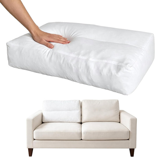 3 Pack Couch Back Cushion Replacement, 6 Inch Thick Supportive Sofa Backrest Pillow Insert with Odorless Shredded Memory Foam for Couch, Loveseats, Sectionals, 28"x18"x6"