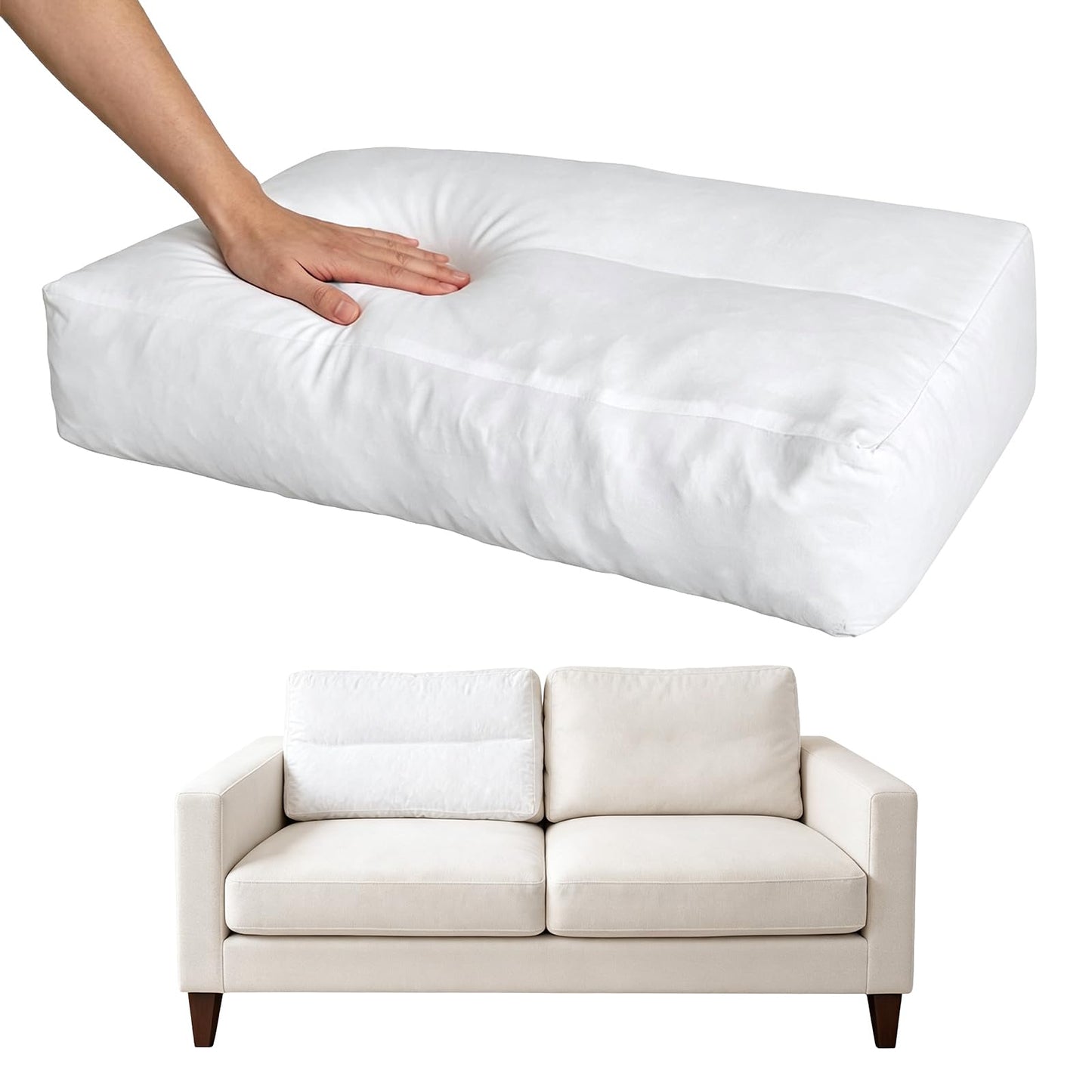 3 Pack Couch Back Cushion Replacement, 6 Inch Thick Supportive Sofa Backrest Pillow Insert with Odorless Shredded Memory Foam for Couch, Loveseats, Sectionals, 28"x18"x6"
