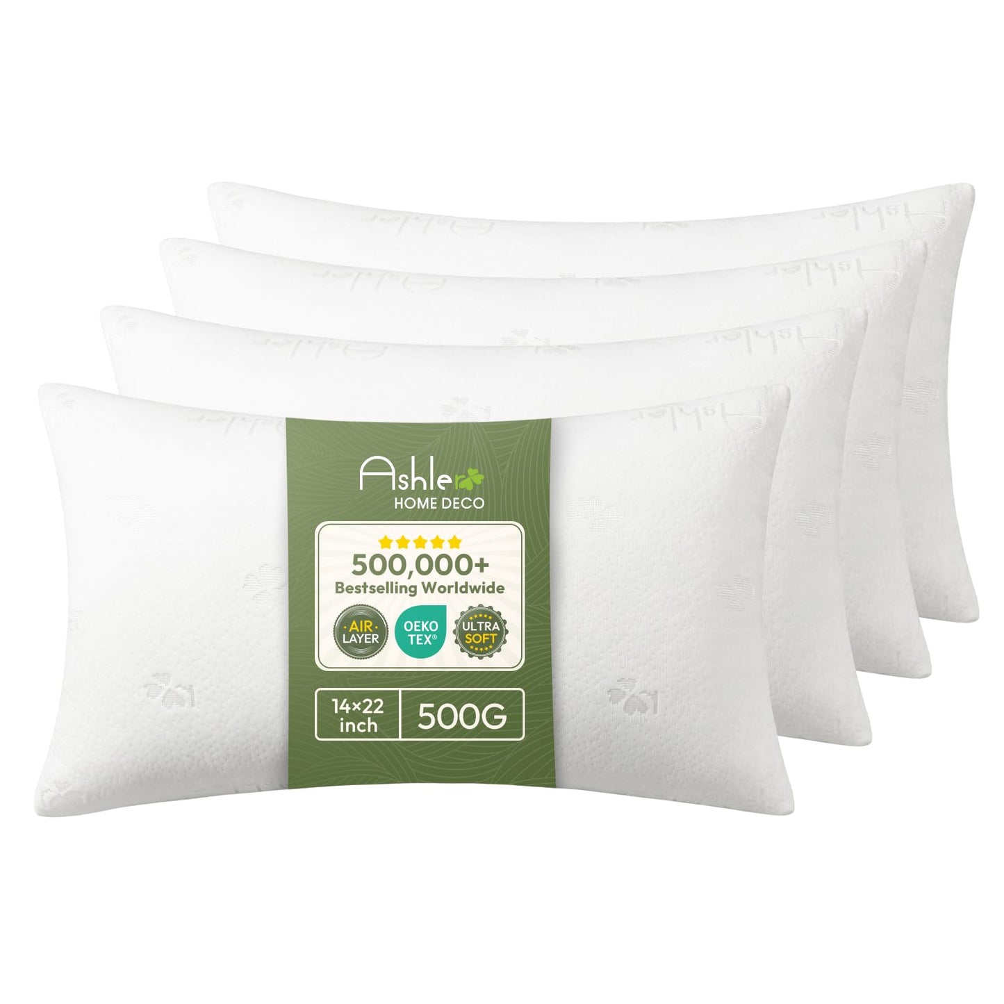 Ashler Throw Pillow Inserts 24 x 24 Inches Set of 4,Firm and Fluffy Decorative Square Pillows with Air Layer, Indoor Square Cushion Stuffer for Couch Bed Sofa and Living Room