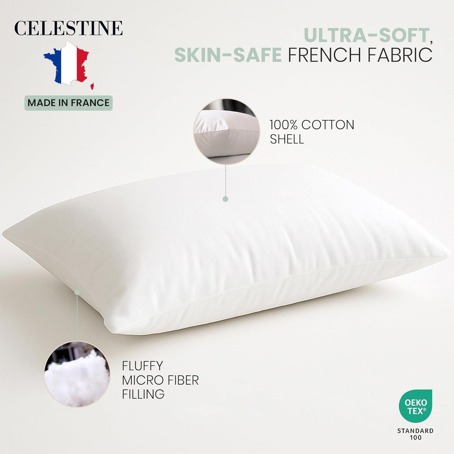 King Size Bed Pillows Set of 4 – Soft & Supportive Down Alternative Microfiber Filling, Plush White 36x20 Sleeping Pillows for Side and Back Sleepers, Breathable, Machine Washable