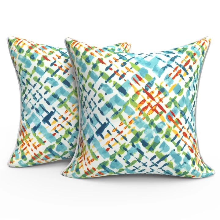 Outdoor 20x20 Inch Throw Pillows with Inners, Square Pillows Decorative Set of 2 for Home Garden Furniture, Paisley Multi