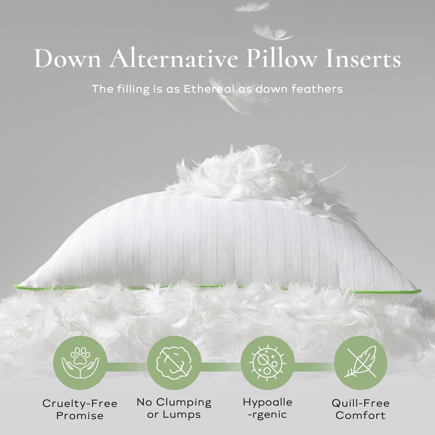 Ashler Home Deco Synthetic Down Pillow Inserts, 20x20 Down Alternative Throw Pillows Insert Sleeping Pillows with 100% Cotton Cover Decorative Pillow Stuffer for Sofa, Couch Bed(Set of 4, White)