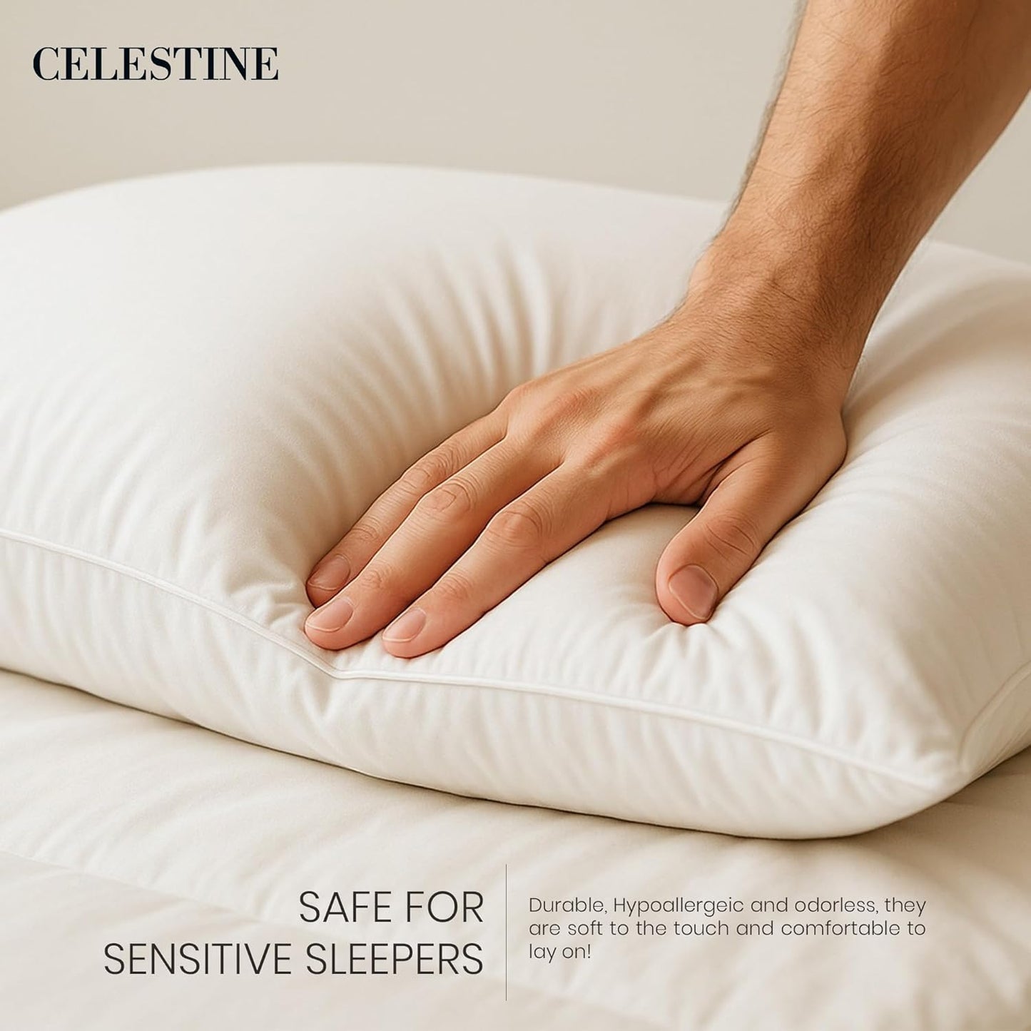 King Size Bed Pillows Set of 4 – Soft & Supportive Down Alternative Microfiber Filling, Plush White 36x20 Sleeping Pillows for Side and Back Sleepers, Breathable, Machine Washable