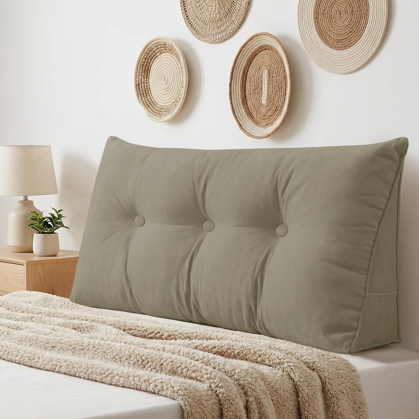 Triangular Wedge Reading Support Headboard Pillow with Removable Cover