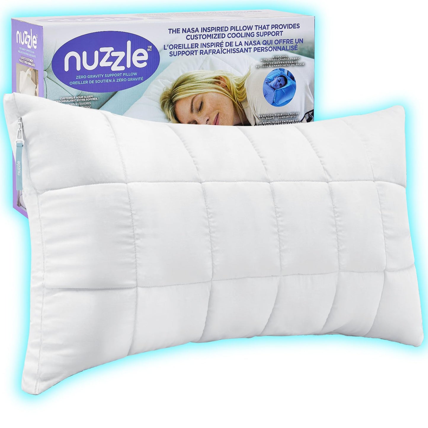 Nuzzle Adjustable Firm Pillow , Luxury Standard Size Bed Pillow Hotel Collection - Best Adjust Height Soft Cooling Pillow for Back, Stomach or Side Sleepers - Home Gifts