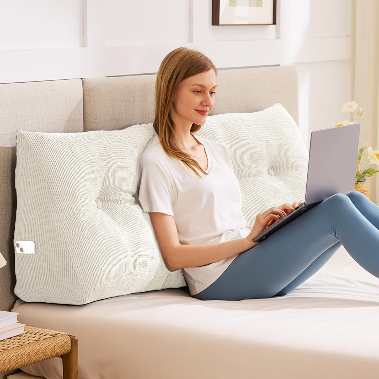 IASEAHK Headboard Pillow Twin, Triangle Pillows for Headboard, Head Board Backrest Wedge Pillow for Reading Sitting Working, Daybed Pillows with Removable Cover for Bed Dorm Sofa, Navy Blue