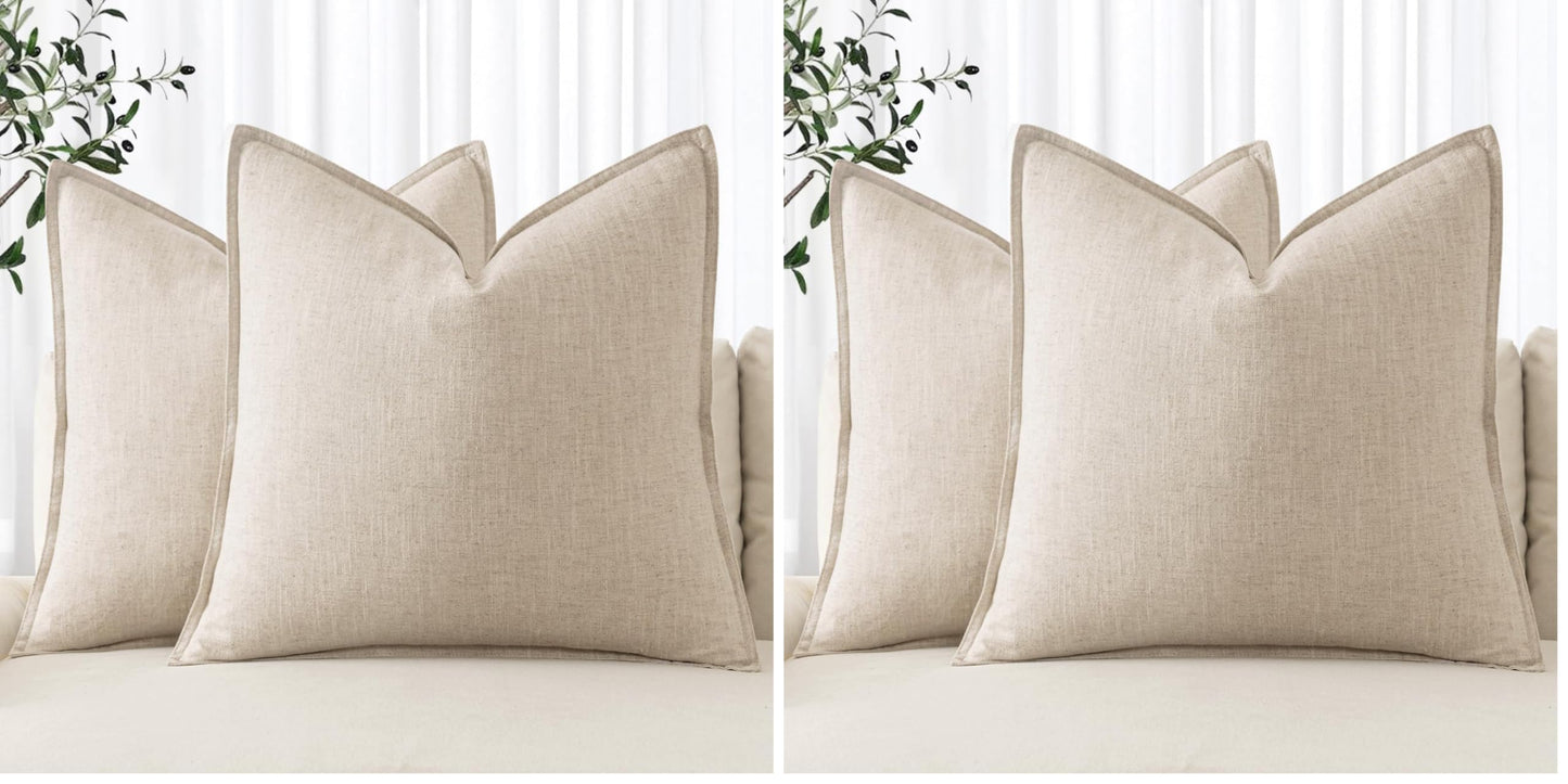 MIULEE Decorative Linen Pillow Covers 20x20 Inch Light Blue Boho Farmhouse Neutral Couch Throw Pillows for Bed Pack of 2 Accent Coastal Modern Pillowcase Summer Sofa Livingroom Home Decor