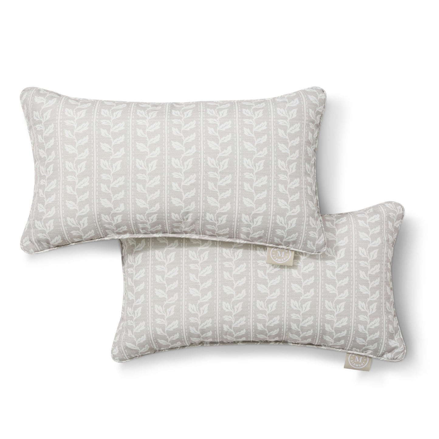 Martha Stewart Vineyard Vines Indoor Outdoor Decorative Pillow 2-Pack Set, UV Fade Resistant, Water Repellent, Printed Garden Design, Green, 18"x18"