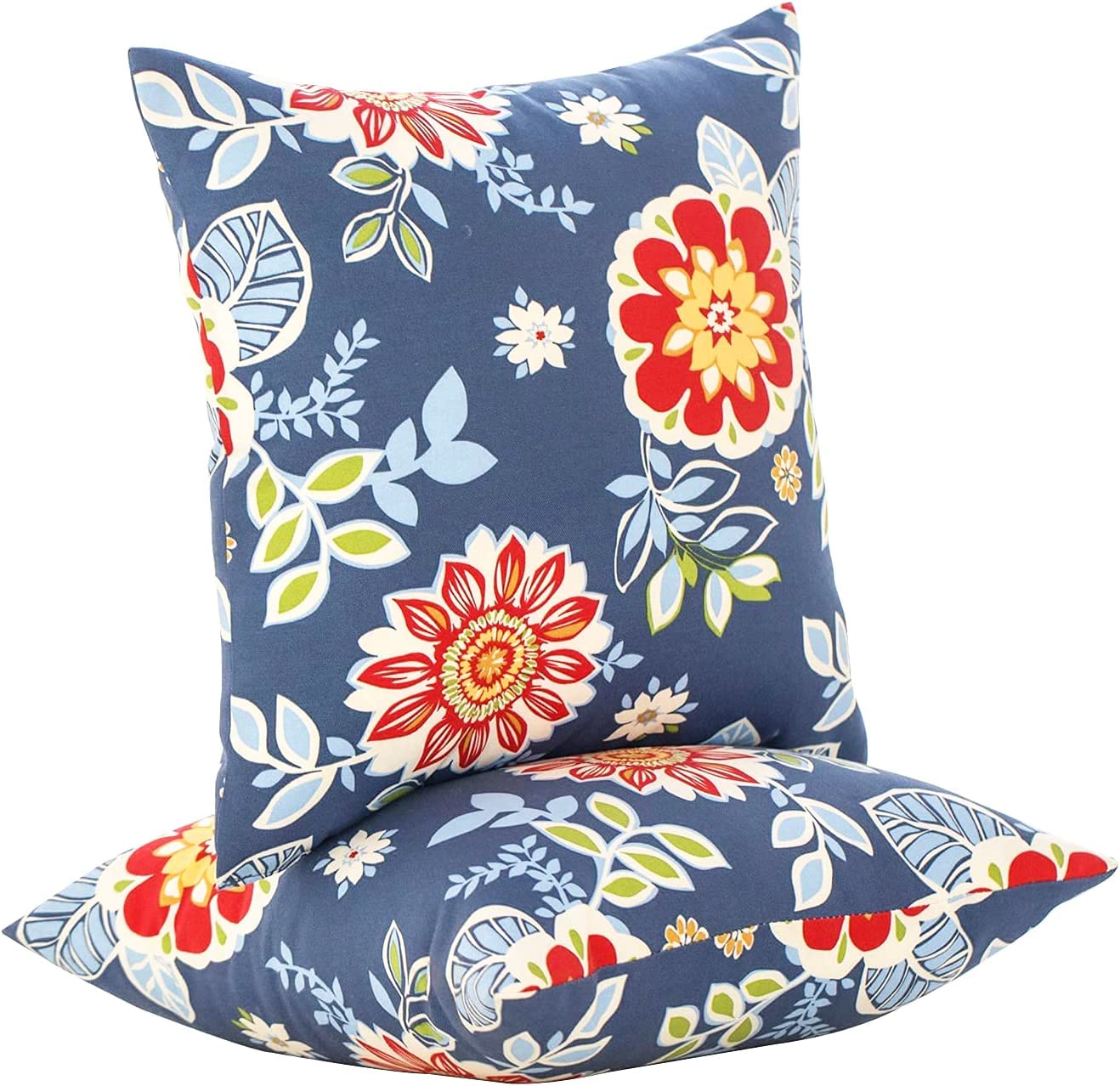 JMGBird Outdoor Throw Pillows Waterproof Outdoor Pillow Covers with Inserts | Outdoor Pillows with Inserts - 18x18 Waterproof Throw Pillows for Patio Furniture, Navy Blue Sunflower Decorative Cushions