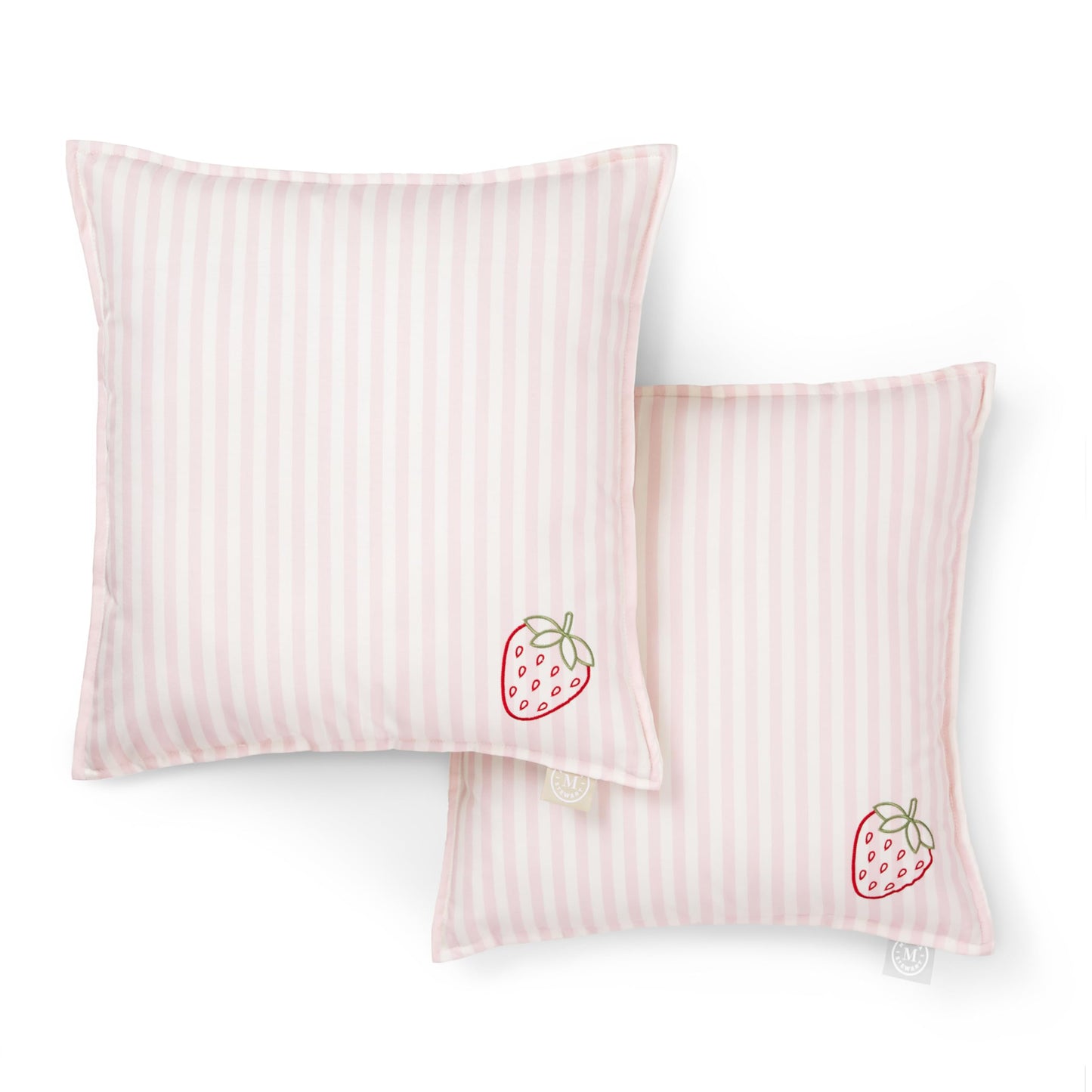 Martha Stewart Spring May Embroidered Lemon Indoor Outdoor Decorative Pillow 2-Pack Set, UV Fade Resistant, Water Repellent, Printed Stripe Design, Aqua Blue/Yellow, 18"x18"