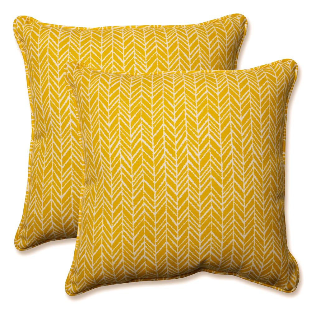 Pillow Perfect Outdoor/Indoor Herringbone Night Throw Pillows, 18.5" x 18.5", Black, 2 Pack