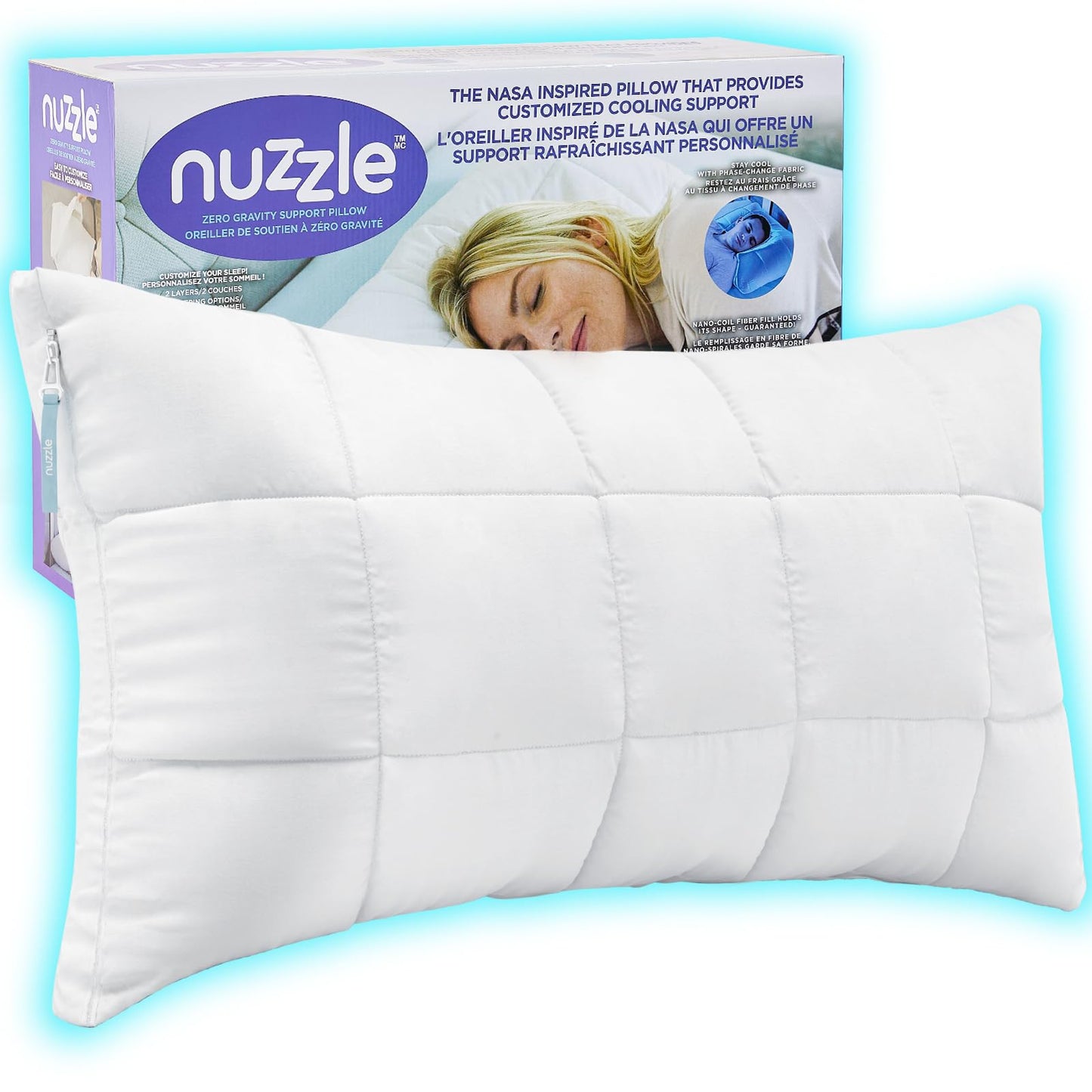 Nuzzle Adjustable Firm Pillow , Luxury Standard Size Bed Pillow Hotel Collection - Best Adjust Height Soft Cooling Pillow for Back, Stomach or Side Sleepers - Home Gifts
