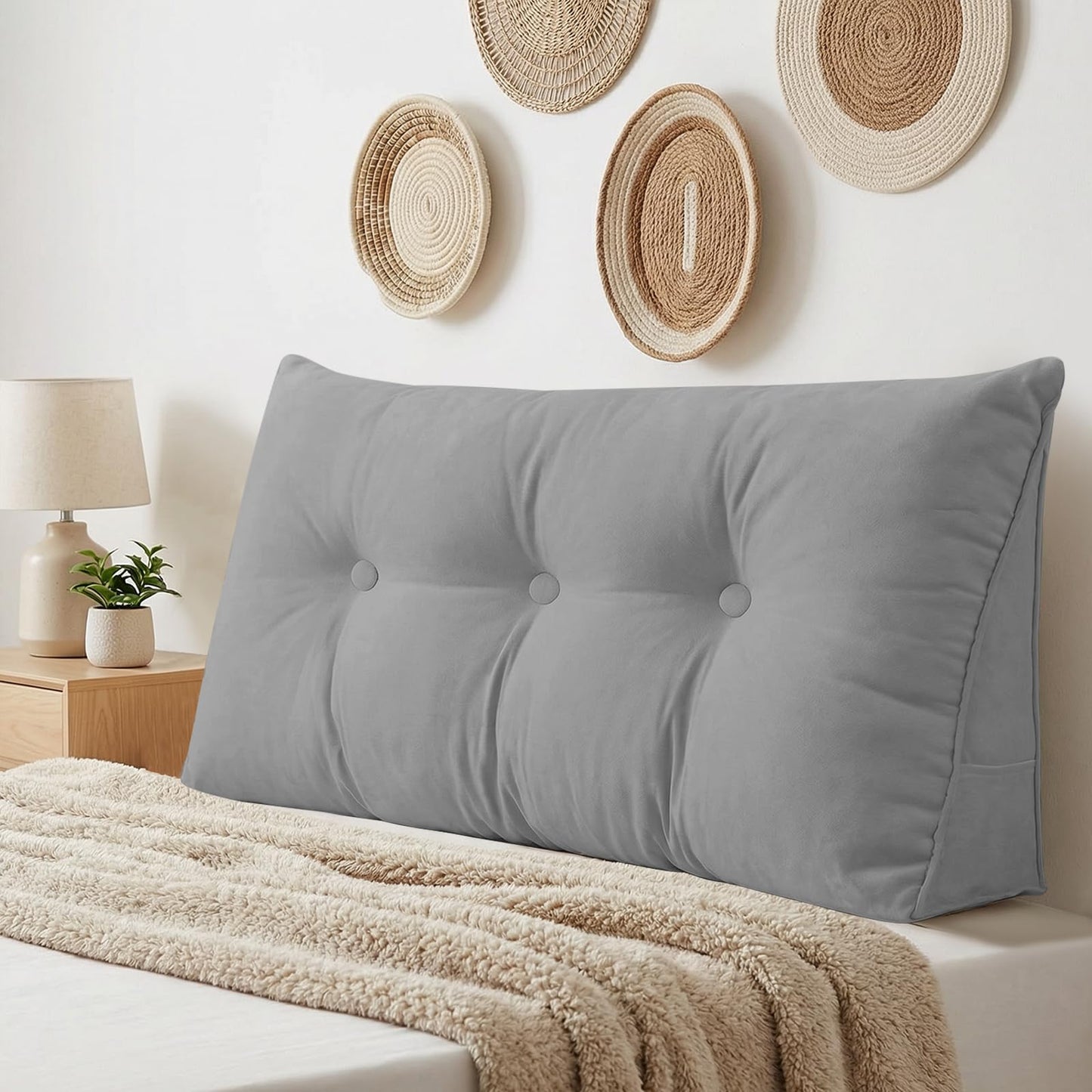 Triangular Wedge Reading Support Headboard Pillow with Removable Cover
