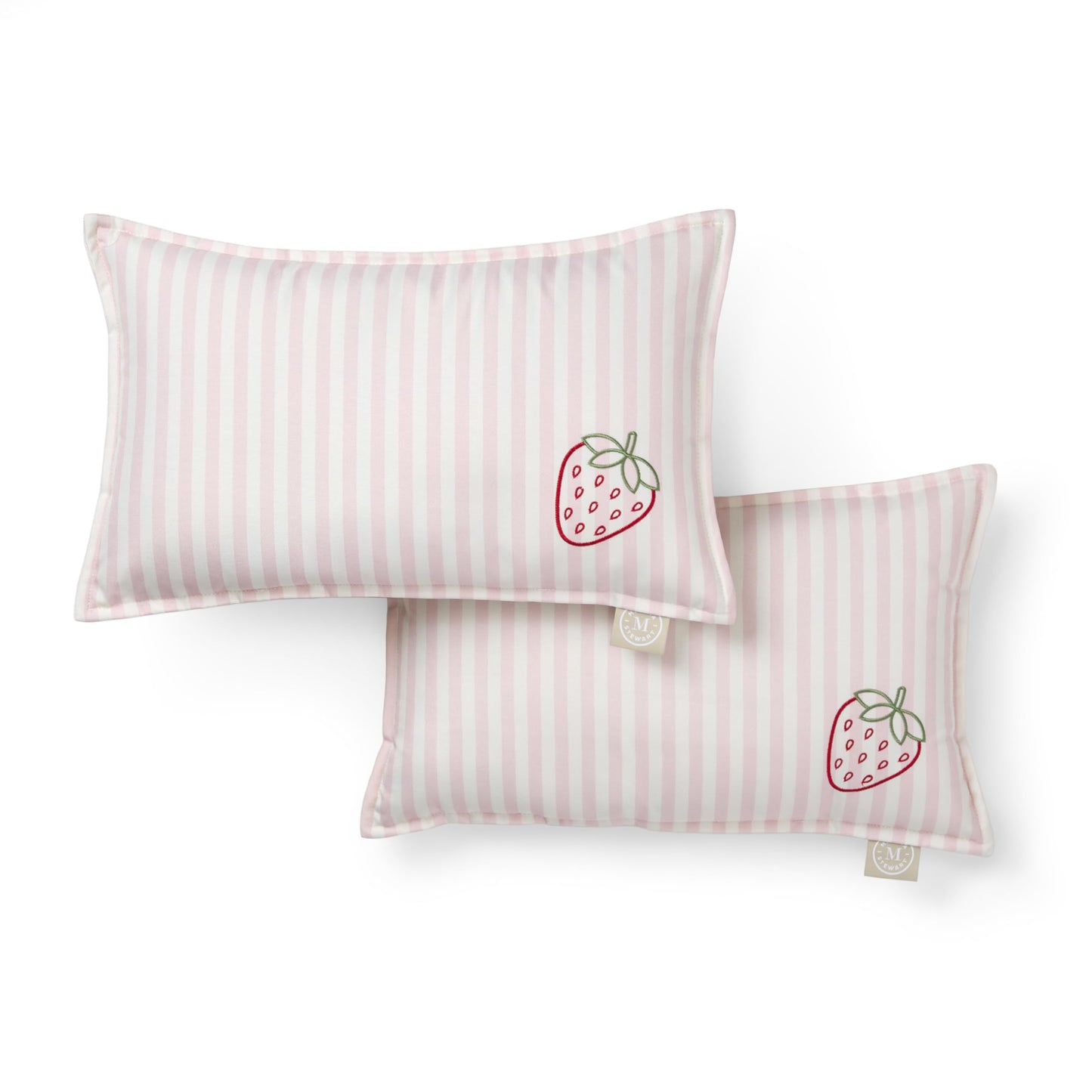 Martha Stewart Spring May Embroidered Lemon Indoor Outdoor Decorative Pillow 2-Pack Set, UV Fade Resistant, Water Repellent, Printed Stripe Design, Aqua Blue/Yellow, 18"x18"