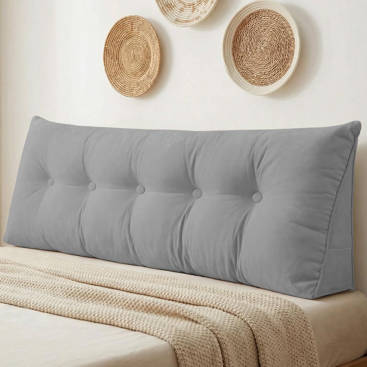 Triangular Wedge Reading Support Headboard Pillow with Removable Cover