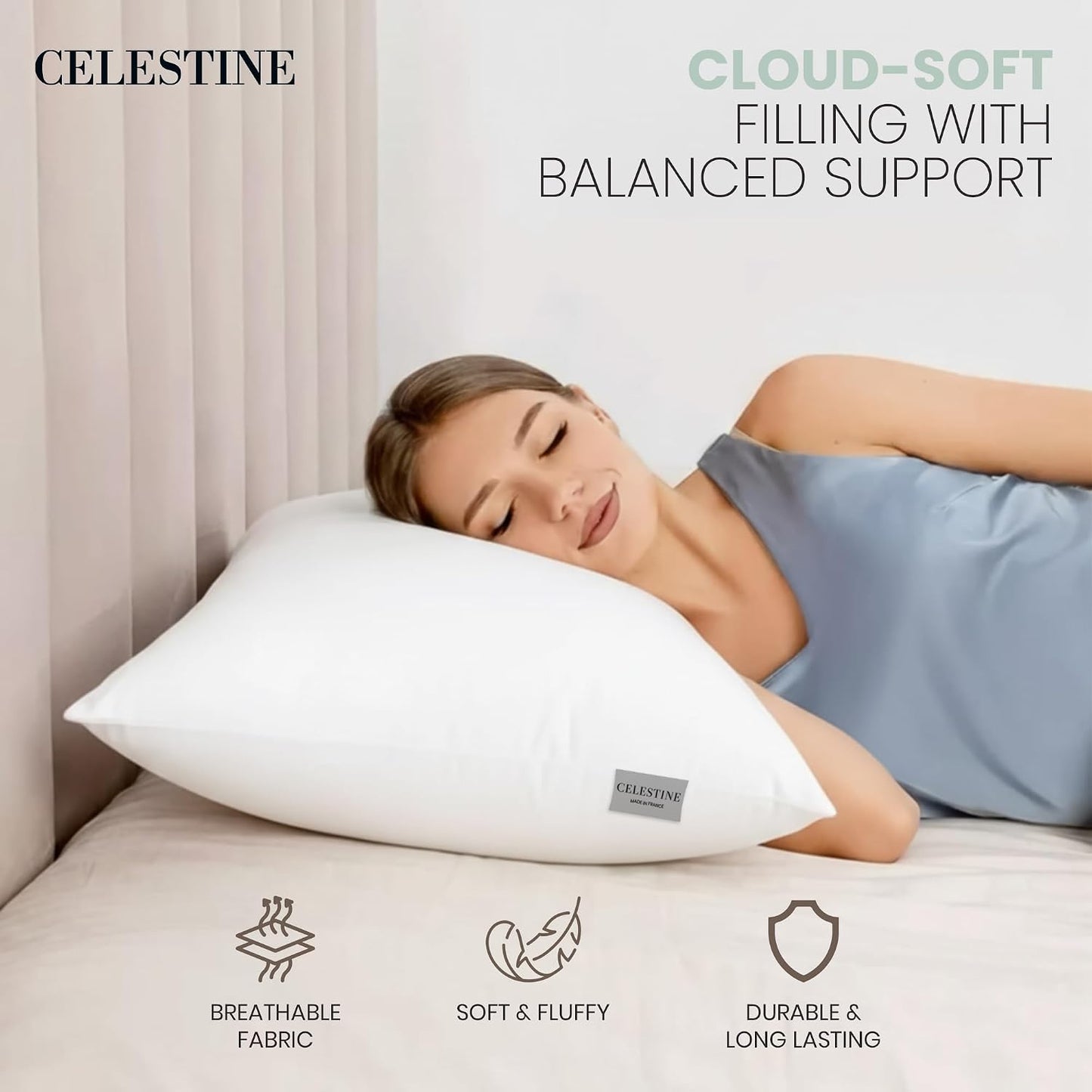 King Size Bed Pillows Set of 4 – Soft & Supportive Down Alternative Microfiber Filling, Plush White 36x20 Sleeping Pillows for Side and Back Sleepers, Breathable, Machine Washable