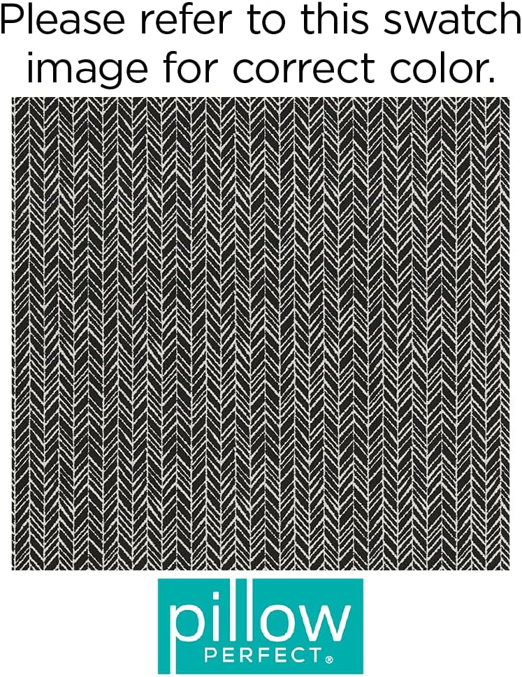 Pillow Perfect Outdoor/Indoor Herringbone Night Throw Pillows, 18.5" x 18.5", Black, 2 Pack