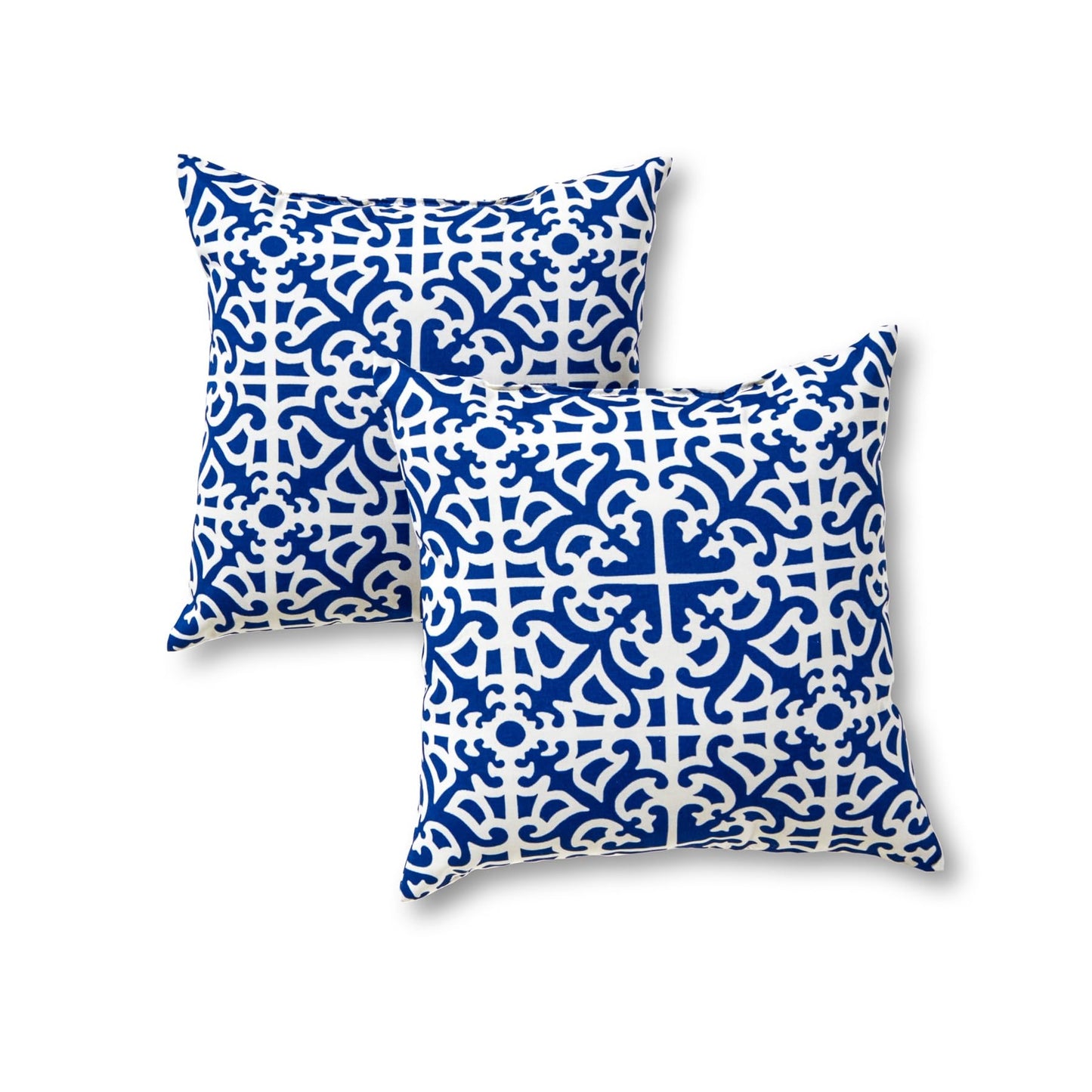 Set of 2 Outdoor Throw Pillows 17 x 17 Inch – Reversible Square Patio Accent Pillows – Weather-Resistant Polyester Fabric – Eco-Friendly Recycled Polyfiber Fill, Arctic Paisley