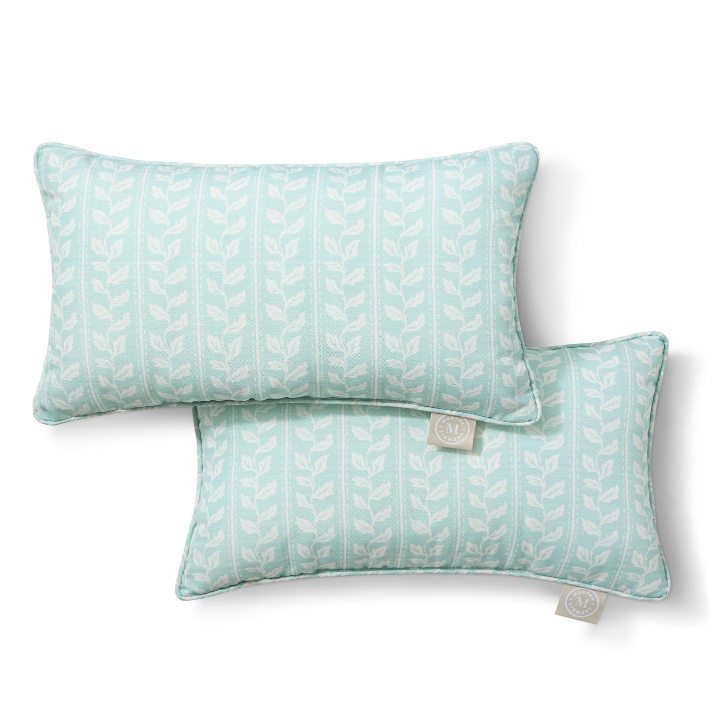 Martha Stewart Vineyard Vines Indoor Outdoor Decorative Pillow 2-Pack Set, UV Fade Resistant, Water Repellent, Printed Garden Design, Green, 18"x18"