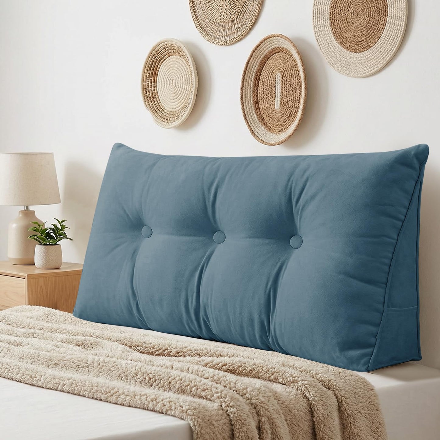 Triangular Wedge Reading Support Headboard Pillow with Removable Cover
