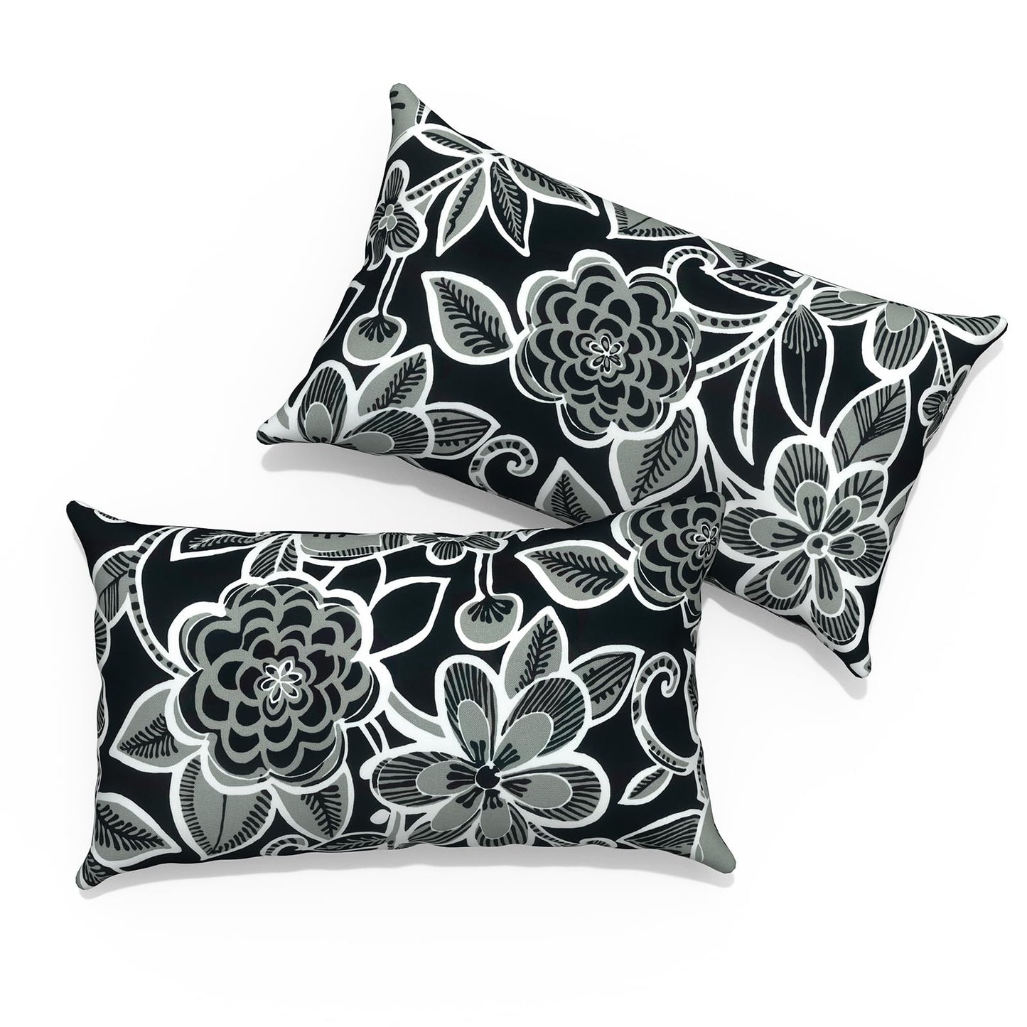 Outdoor Pillows for Patio Furniture 18x18 inch, Square Outdoor Throw Pillows with Inserts, Decorative Toss Pillows for Garden Couch Home Sofa Office Chair, Pack of 2, Clemens Noir Pink