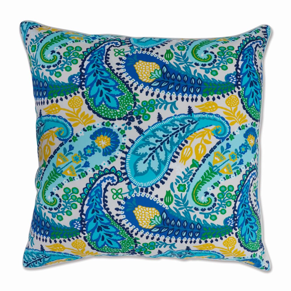 Pillow Perfect Paisley Indoor/Outdoor Accent Throw Pillow, Plush Fill, Weather, and Fade Resistant, Lumbar - 11.5" x 18.5" , Blue/Multi Ummi, 2 Count