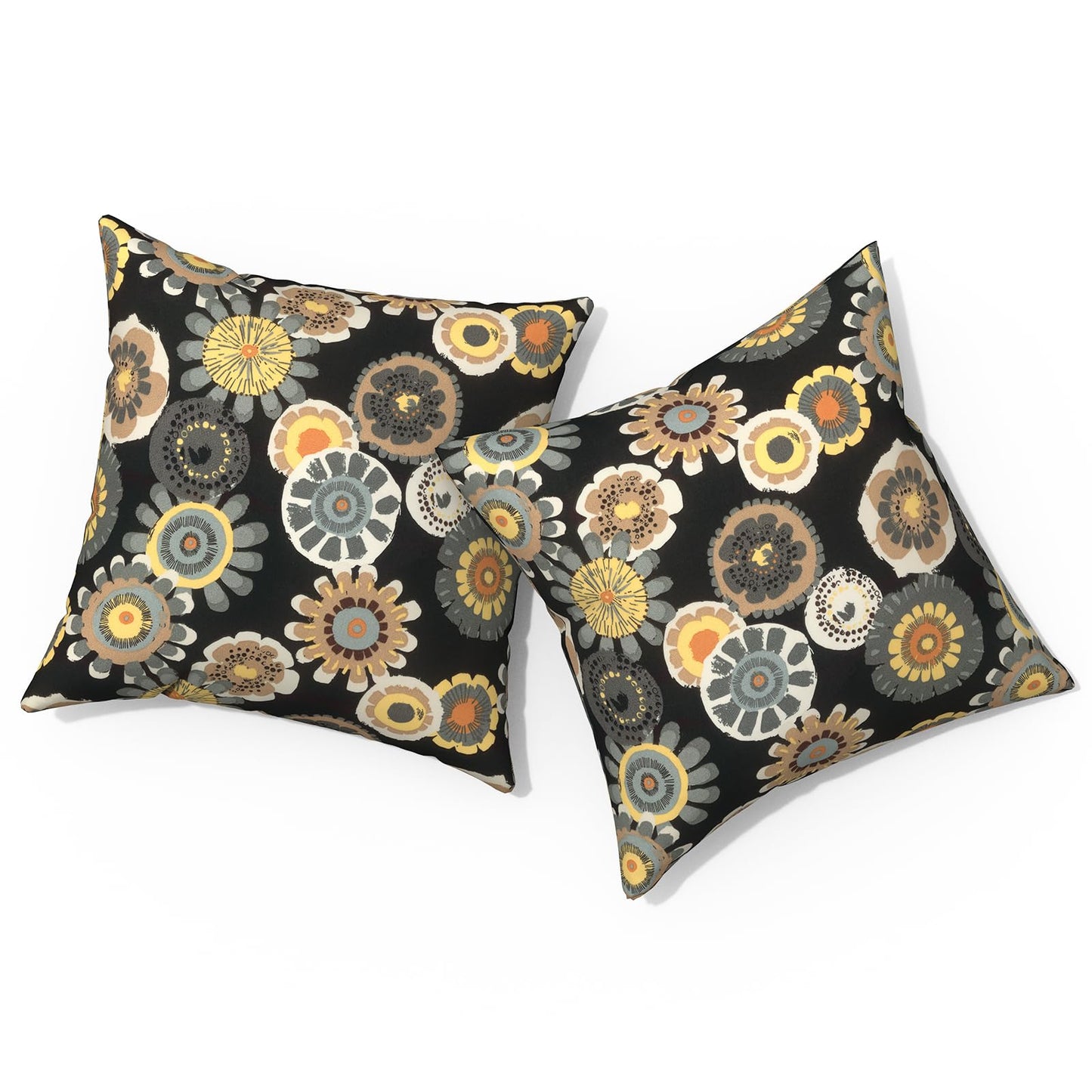 Outdoor Pillows for Patio Furniture 18x18 inch, Square Outdoor Throw Pillows with Inserts, Decorative Toss Pillows for Garden Couch Home Sofa Office Chair, Pack of 2, Clemens Noir Pink