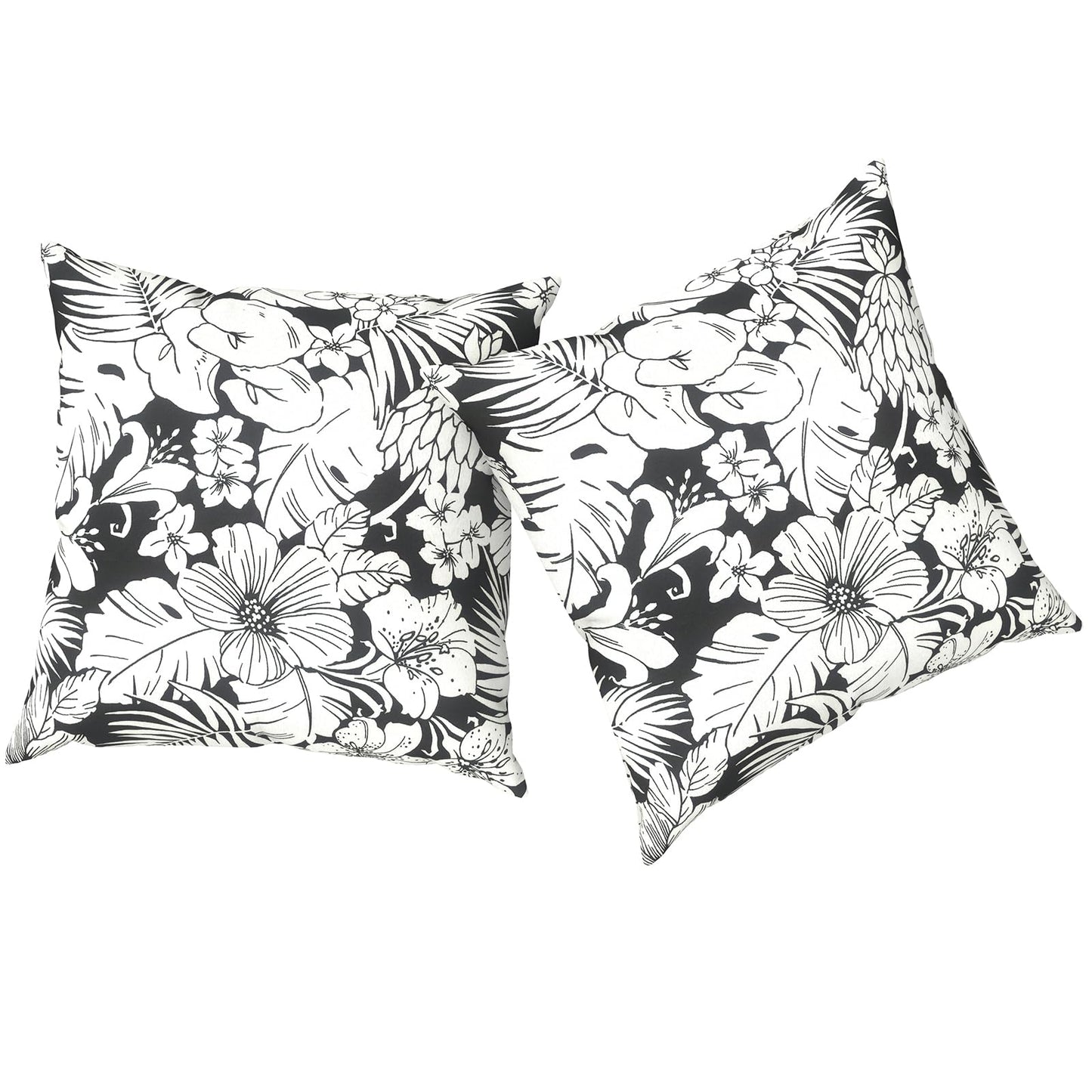 Outdoor Pillows for Patio Furniture 18x18 inch, Square Outdoor Throw Pillows with Inserts, Decorative Toss Pillows for Garden Couch Home Sofa Office Chair, Pack of 2, Clemens Noir Pink