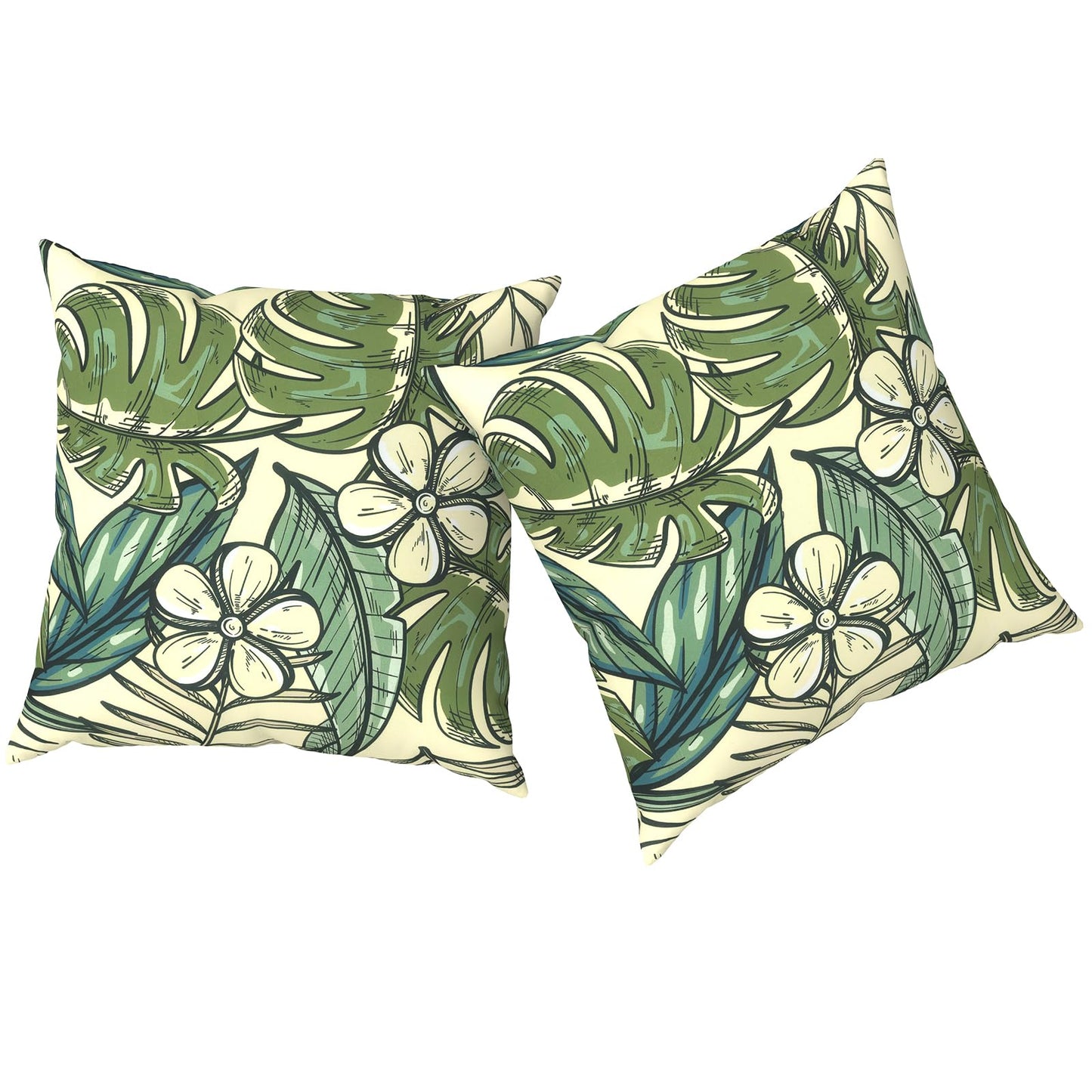 Outdoor Pillows for Patio Furniture 18x18 inch, Square Outdoor Throw Pillows with Inserts, Decorative Toss Pillows for Garden Couch Home Sofa Office Chair, Pack of 2, Clemens Noir Pink